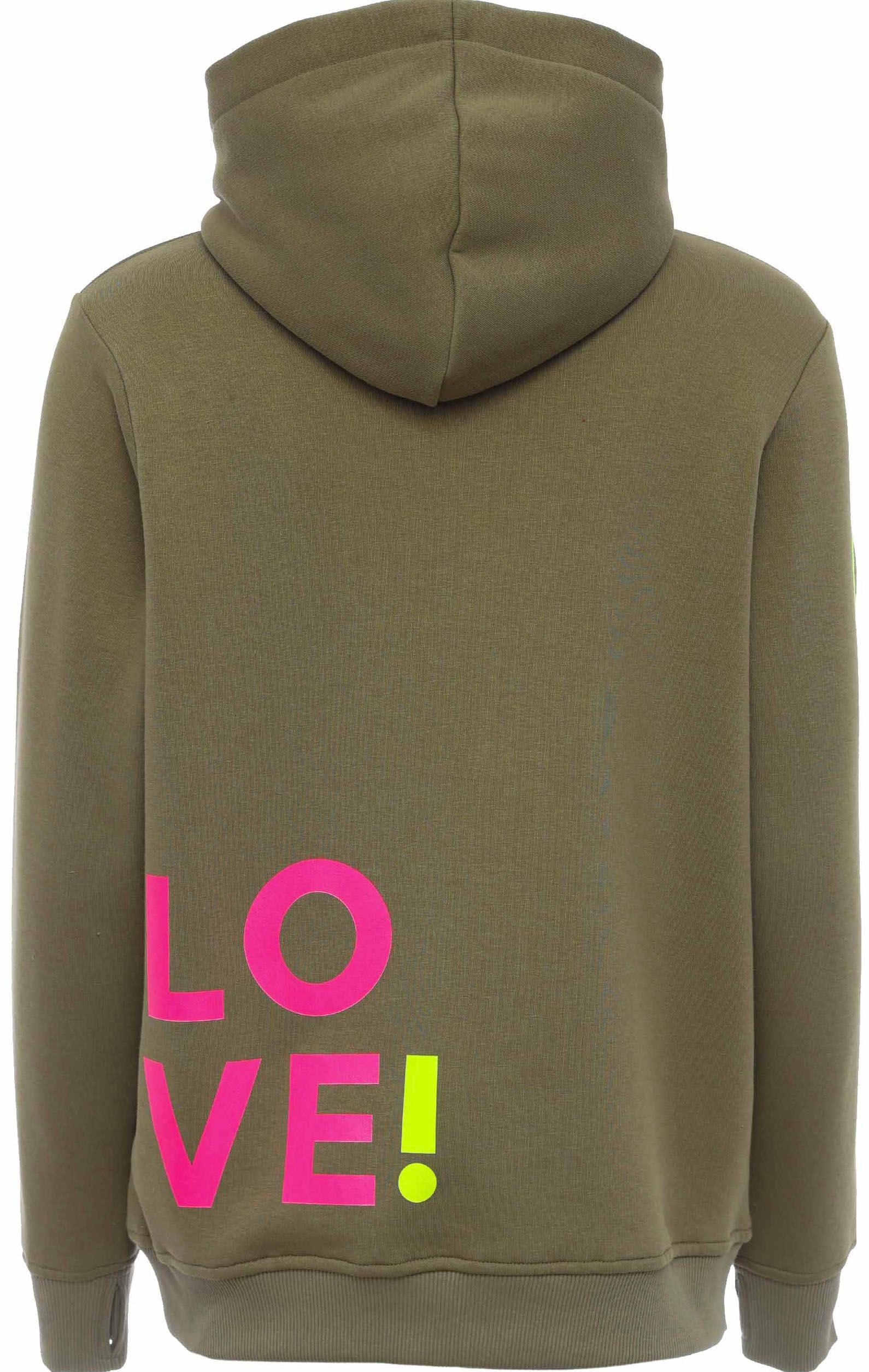 Zwillingsherz Kapuzensweatshirt, mit gesticktem Neon Smiley und Kordel mit Schriftzug