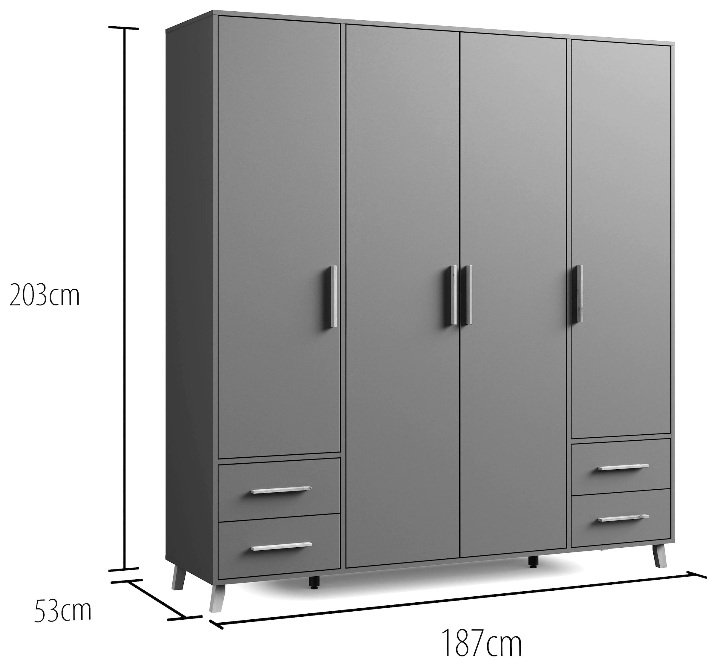 rauch Drehtürenschrank »Kleiderschrank Schrank Garderobe Wäscheschrank SHINJO«, (in 3 verschiedenen Ausstattungen BASIC/CLASSIC/PREMIUM), Griffe und Füße aus Massivholz mit 2 Schubladen MADE IN GERMANY