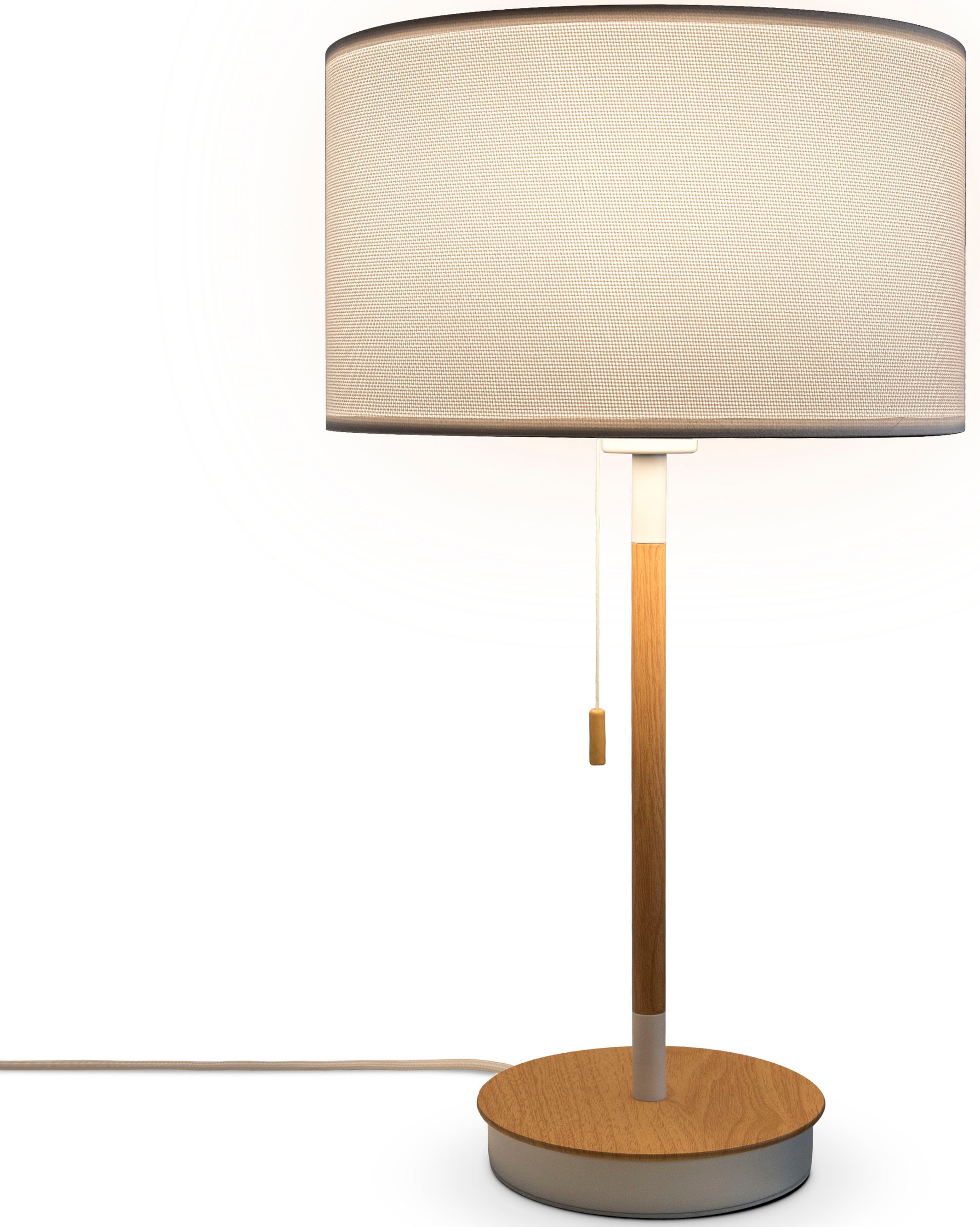 Paco Home Tischleuchte »EK CA UNI COLOR«, Leuchtmittel E27 | ohne Leuchtmittel, Nacht Mit Schalter Stofflampe Vintage Skandinavisch