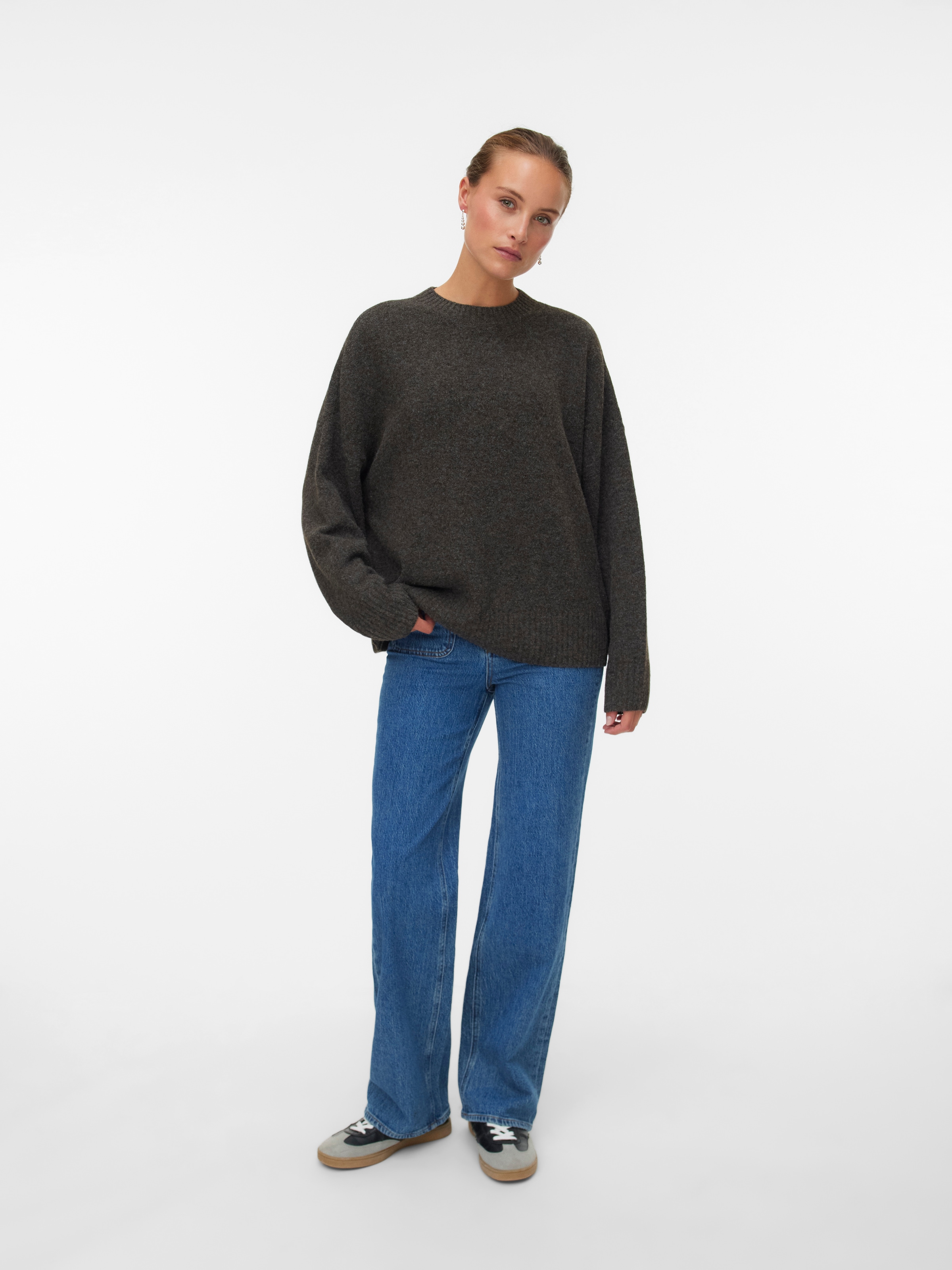 Vero Moda Strickpullover »VMBOOM LS O-NECK PULLOVER GA NOOS« Materialmix, loose fit