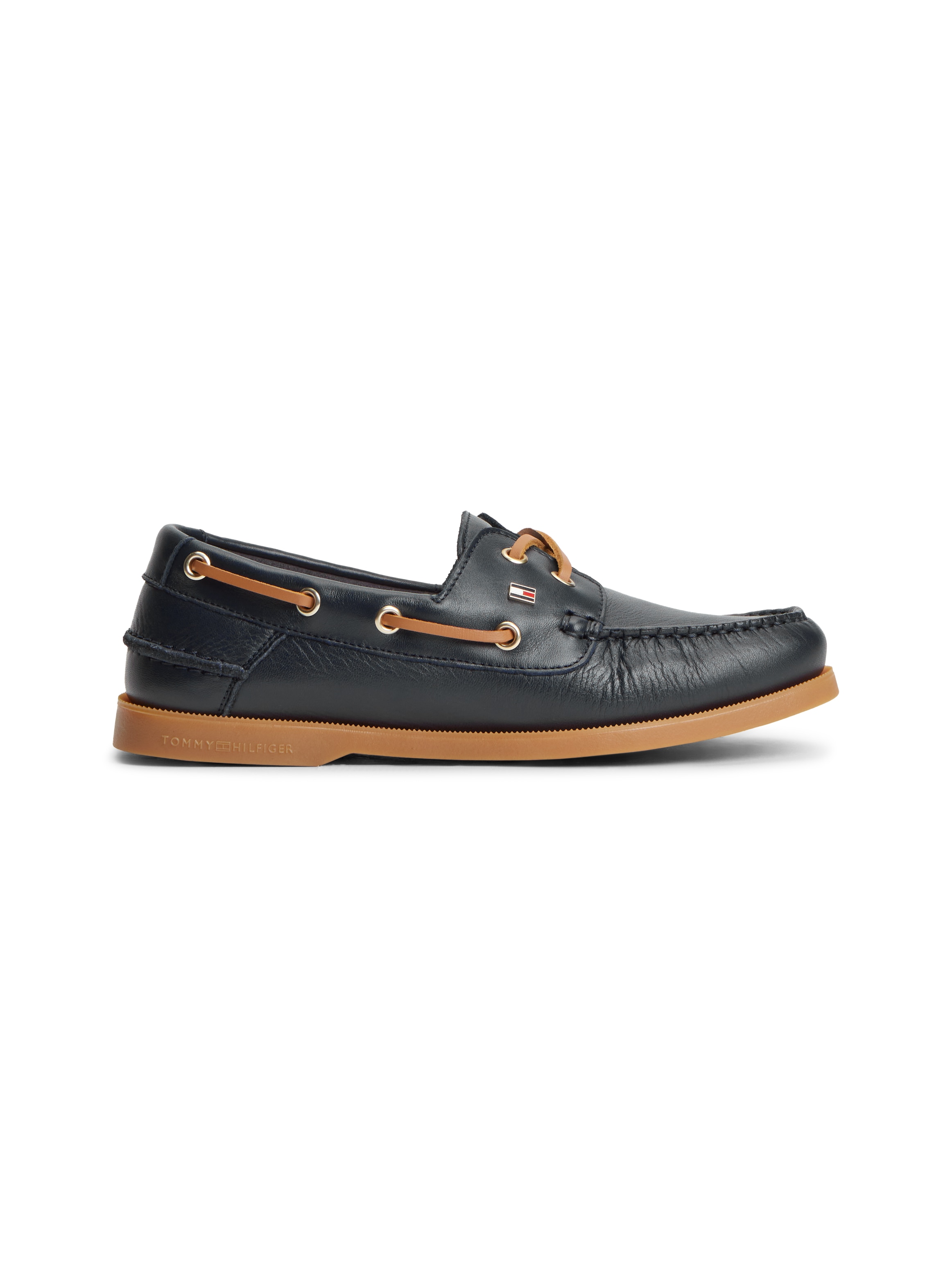 Tommy Hilfiger Bootsschuh »TH FLAG BOAT SHOE CORE LEATHER«  Schnürschuh, Sommerschuh mit modischen Durchzügen