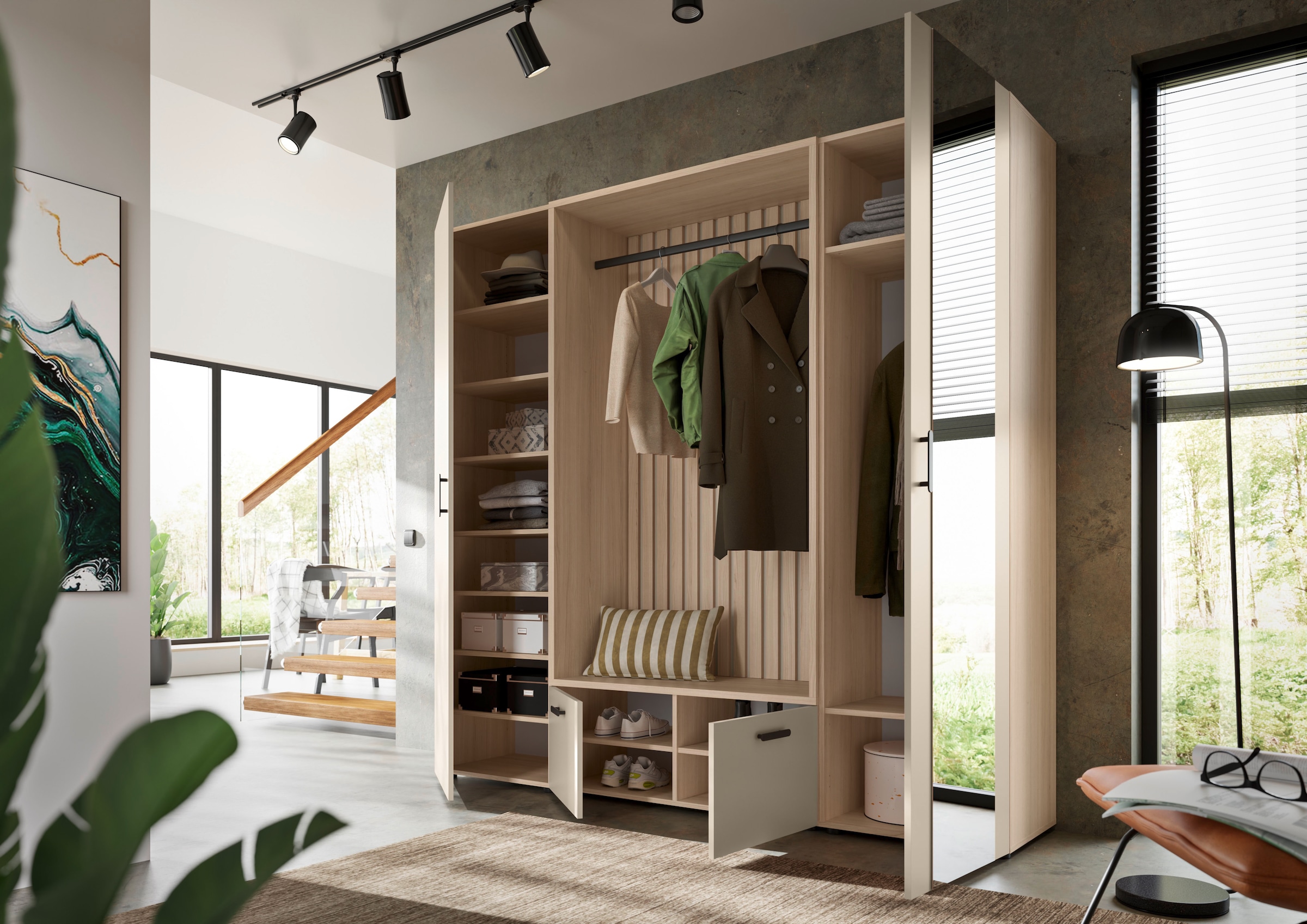 HBZ Garderoben-Set »Hannover Kompaktgarderobe B/H/T 210x200x45 cm« 4 Stk. tlg.