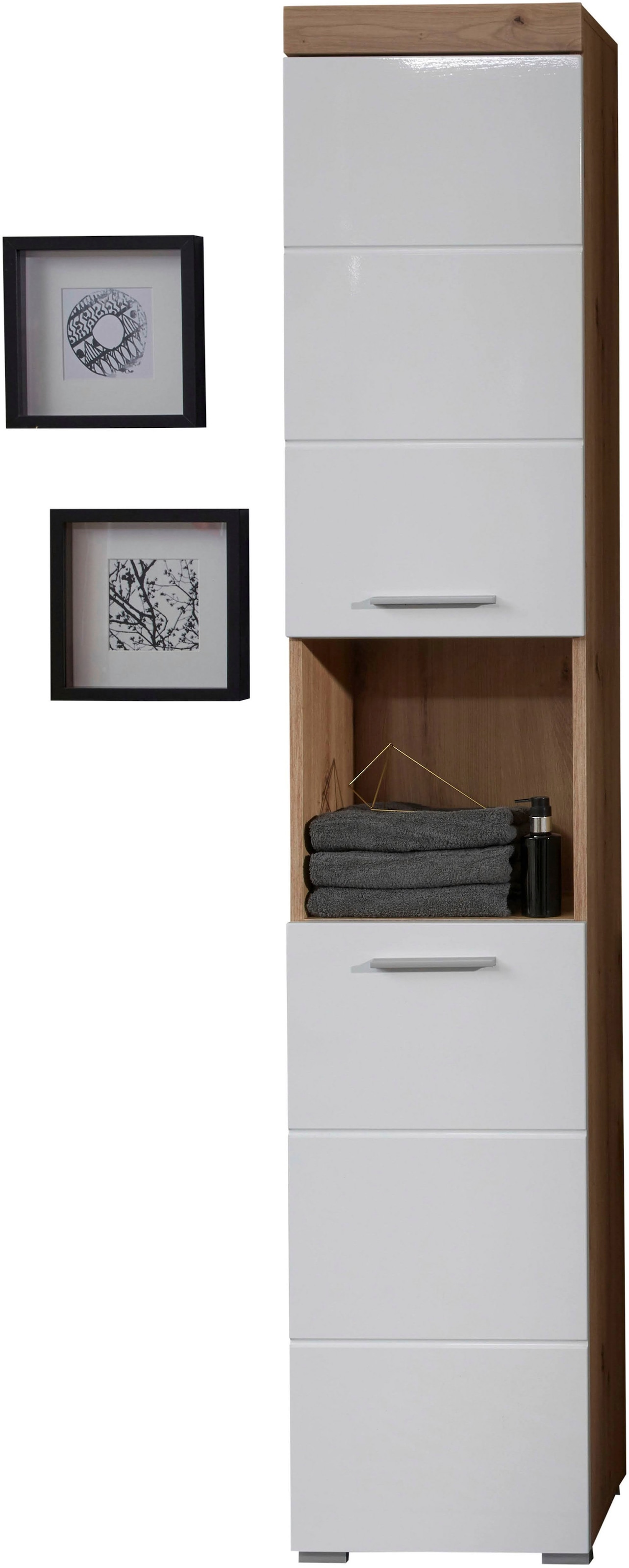 welltime Hochschrank »Avena« Badschrank mit 2 Türen & 1 Fach - (B/T/H) 37/31/190 cm