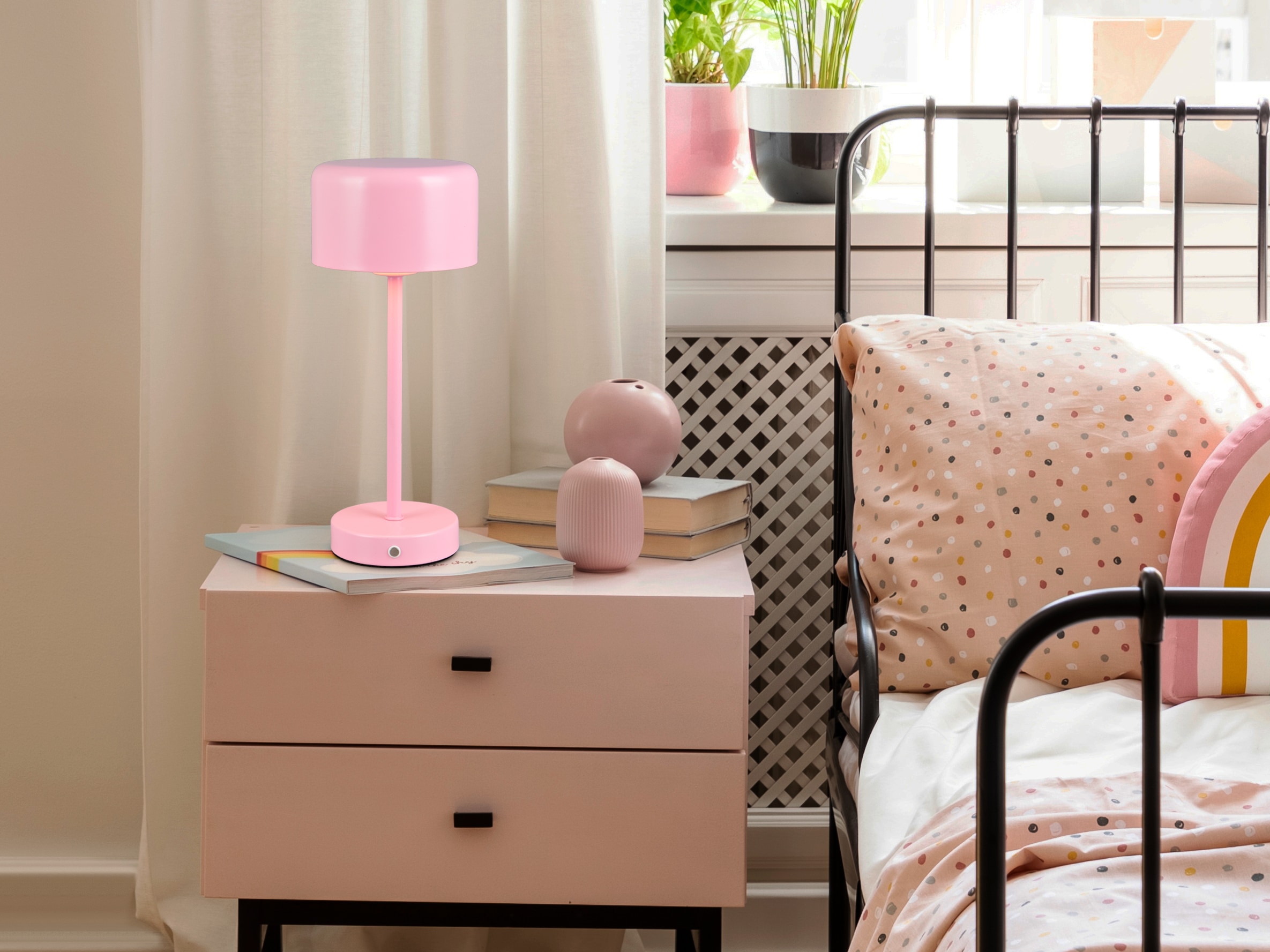 REALITY Leuchten LED Tischleuchte »JEFF, Tischlampe Kinderzimmer mit USB-C Ladekabel, Touch-Sensor« LED-Board 1 Stk. Warmweiß dimmbar, Höhe 30cm, Kinder Lampe warmweiß Leselampe, Akkuleuchte, Akku