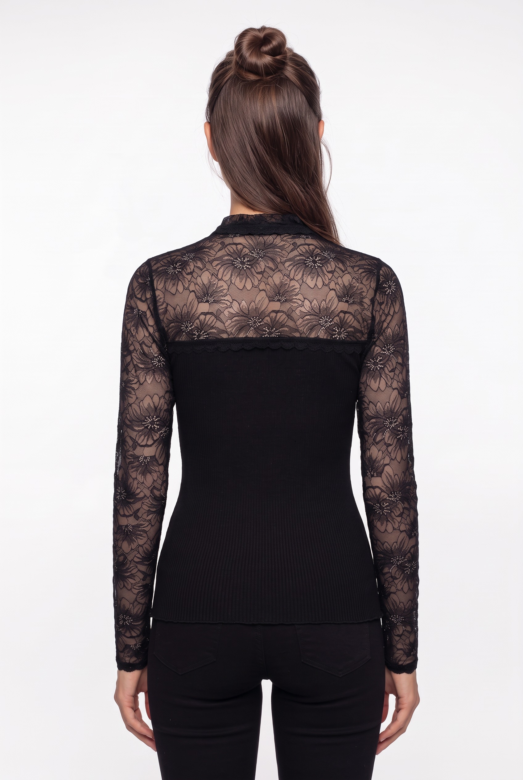 rosemunde Langarmshirt »Beatha lace shirt« Langarm, mit Polokragen und Knöpfen, mit Spitze, Seidenmix