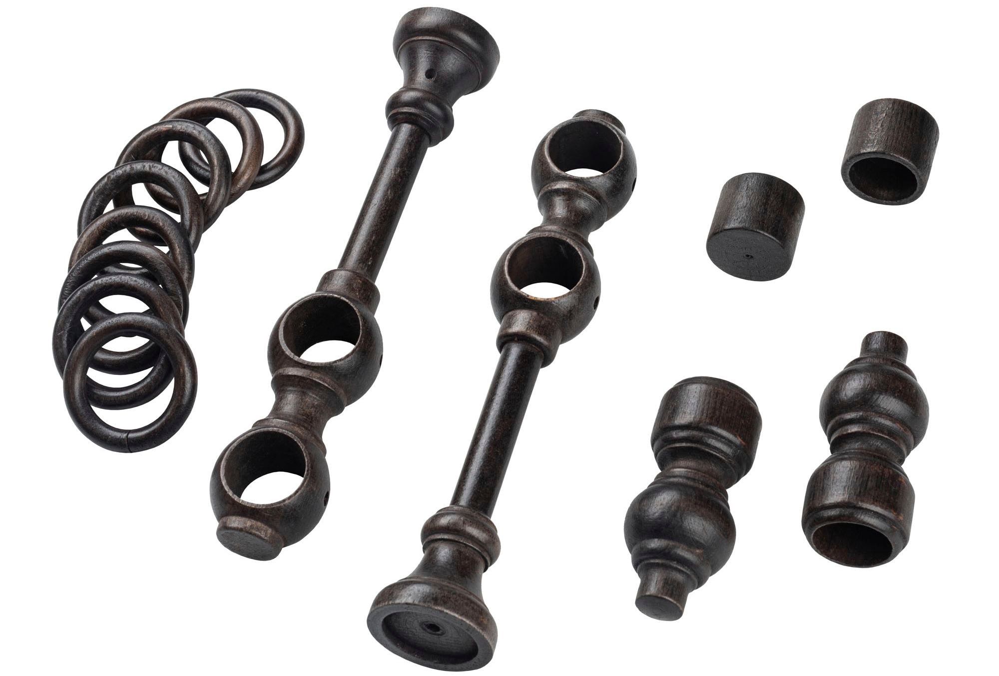 SN DECO GROUP Gardinenstange »Filigrano« 2 läufig-läufig Fixmaß 28 mm, Holz, verschiedene Längen und Farben, Komplettset