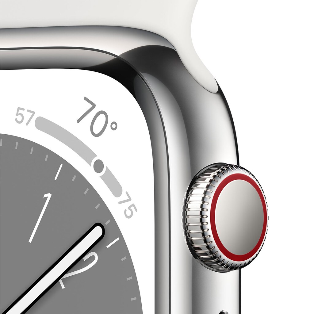Apple Smartwatch »Apple Watch Series 8, Edelstahl-Gehäuse«, (Watch OS)