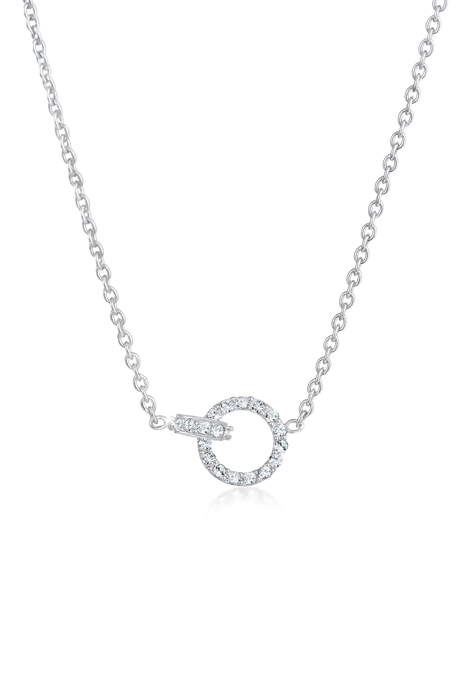 Elli Silberkette »Halskette Ring klein mit Kristalle 925 Silber«