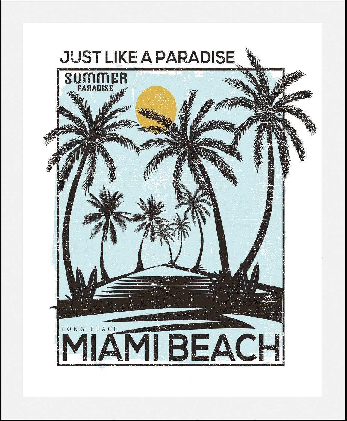 queence Bild »Miami Beach«, Palmen-Schriftzug-Sprüche & Texte-Himmel, (1 St.), gerahmt