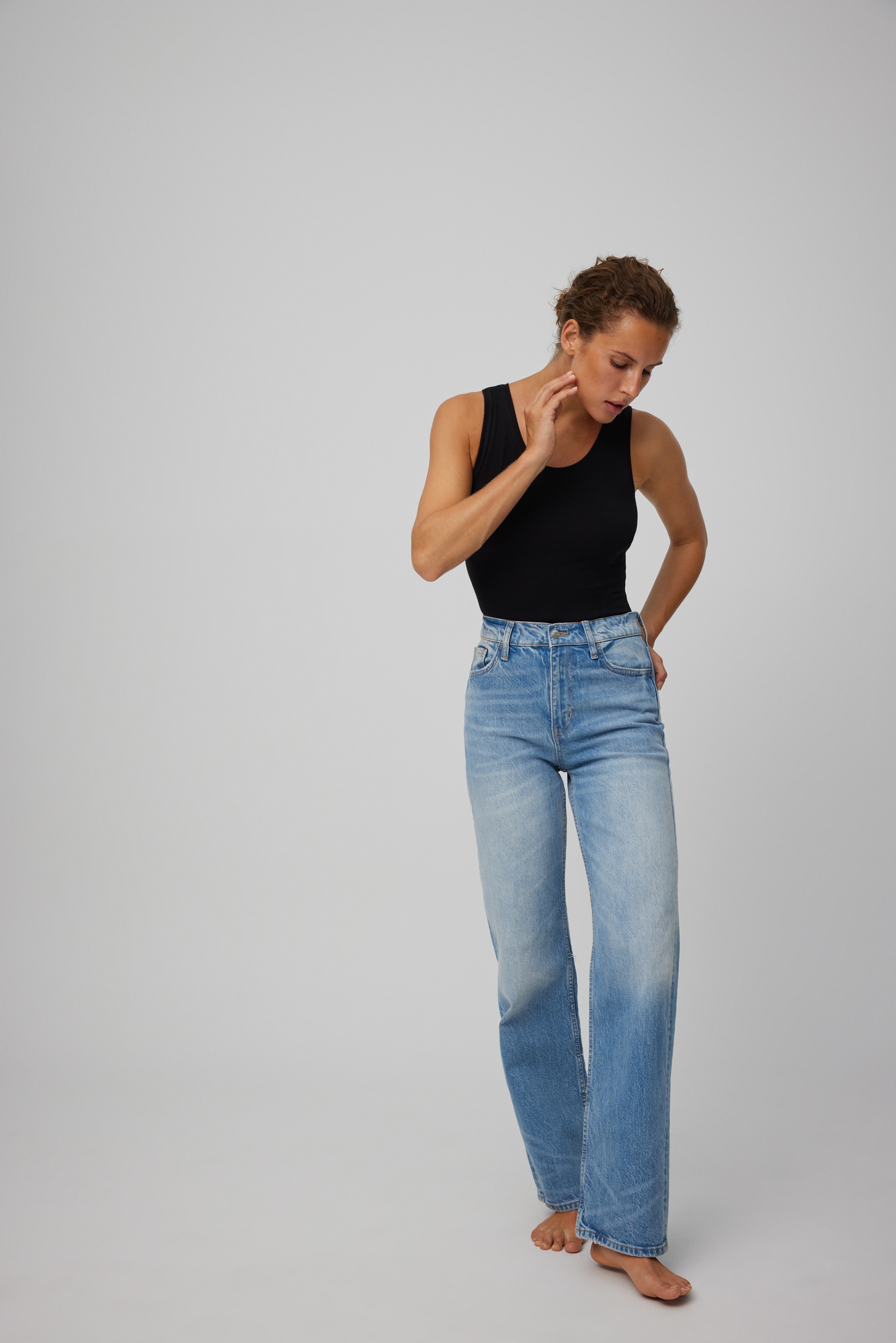 YSABEL MORA Tanktop 3er Pack,  breite Träger, weich, elastisch, Baumwollmix