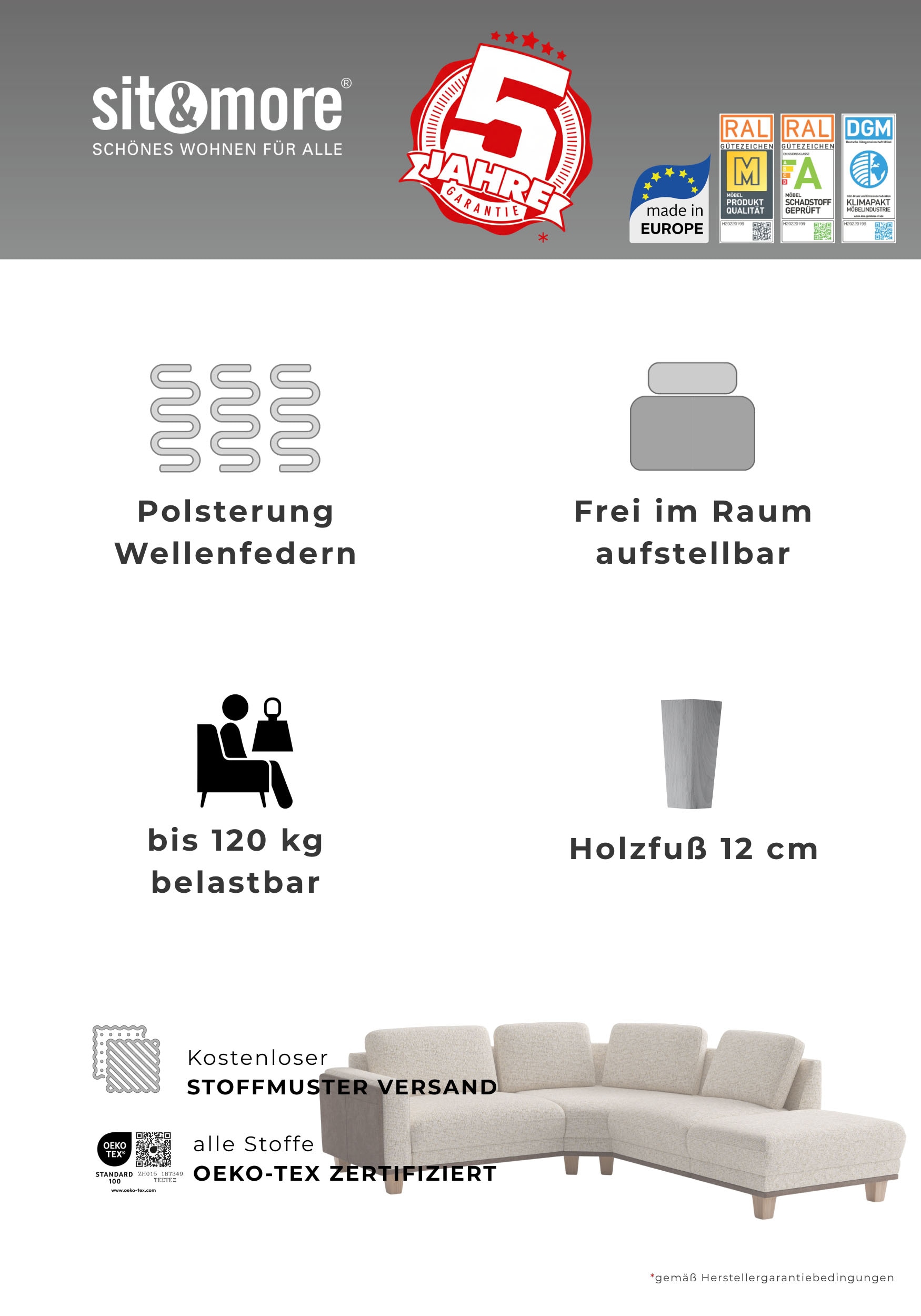 sit&more Sessel »Concept« mit Rückenkissen