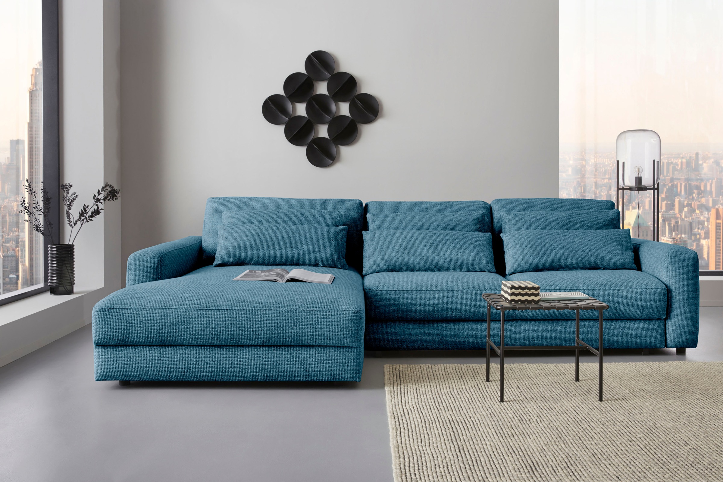 Places of Style Ecksofa »Bloomfield, bequem und elegant, L-Form«, wahlweise mit Bettfunktion und Bettkasten