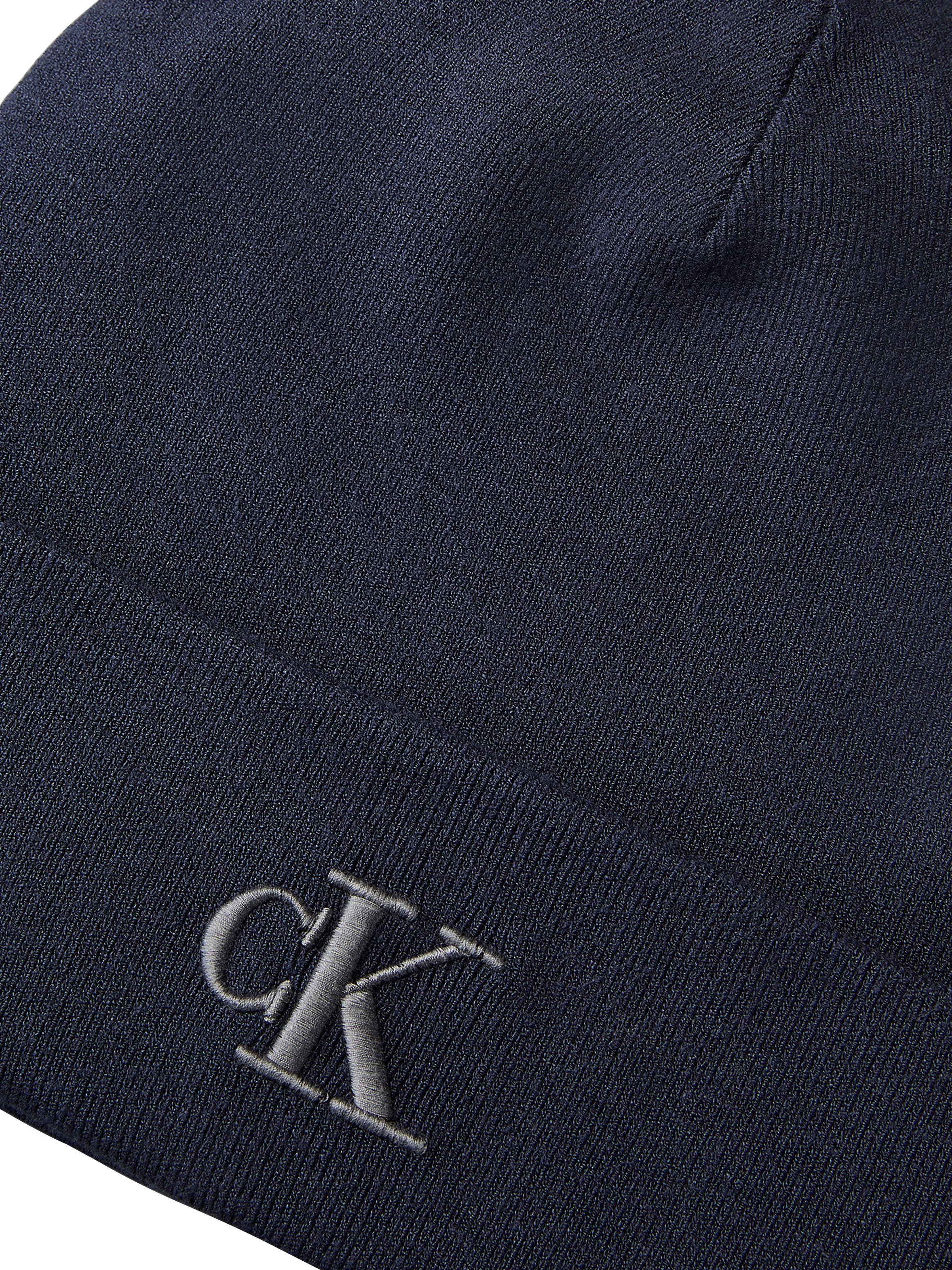 Calvin Klein Jeans Strickmütze »CK FINE RIB BEANIE« mit Markenlogo