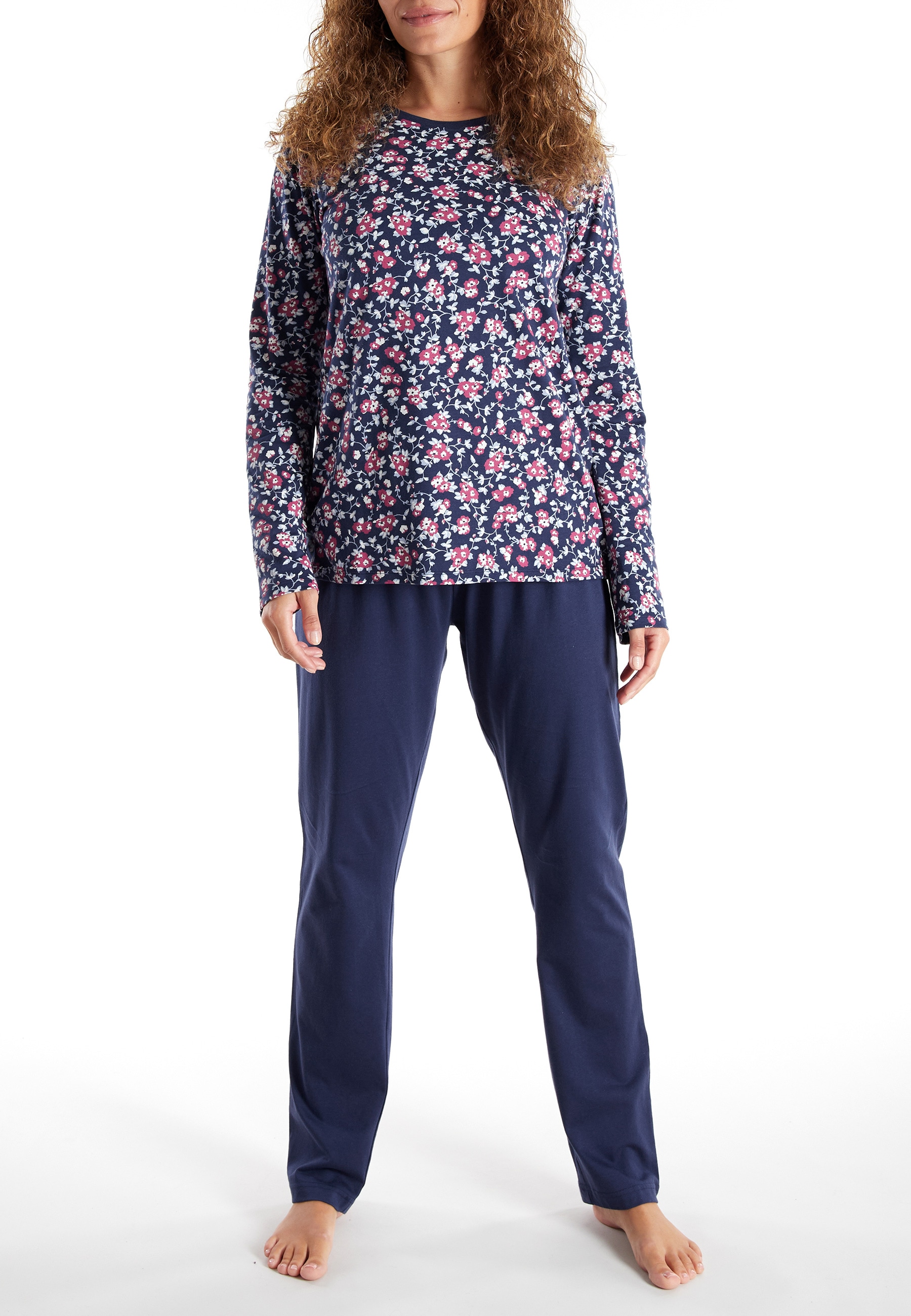 GÖTZBURG Pyjama Langarm, Rundhalsausschnitt, mit Motiv, Baumwolle