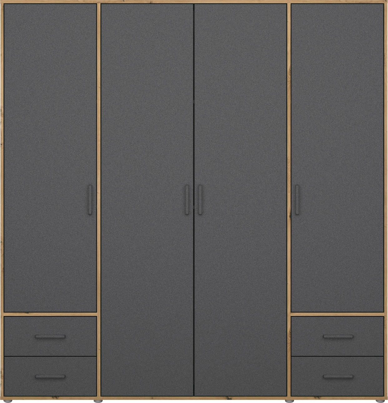 rauch Drehtürenschrank »Kleiderschrank Schrank Garderobe Wäscheschrank VOYAGER«, moderne Griffe in Graumetallic mit Außenschubkästen MADE IN GERMANY