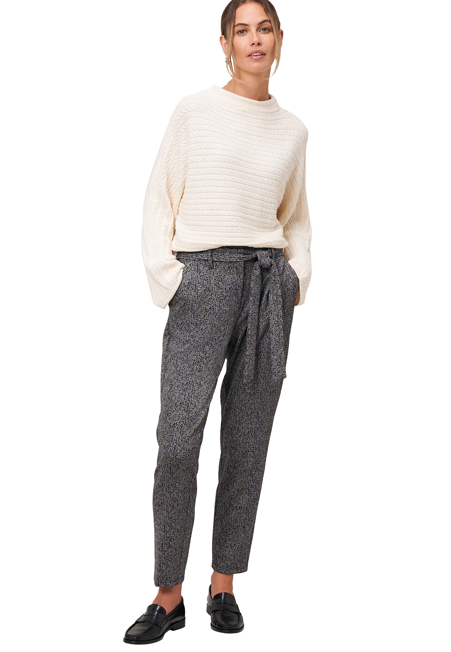 Zero Stoffhose »Stoffhose Herringbone mit Bindegürtel 28 Inch«