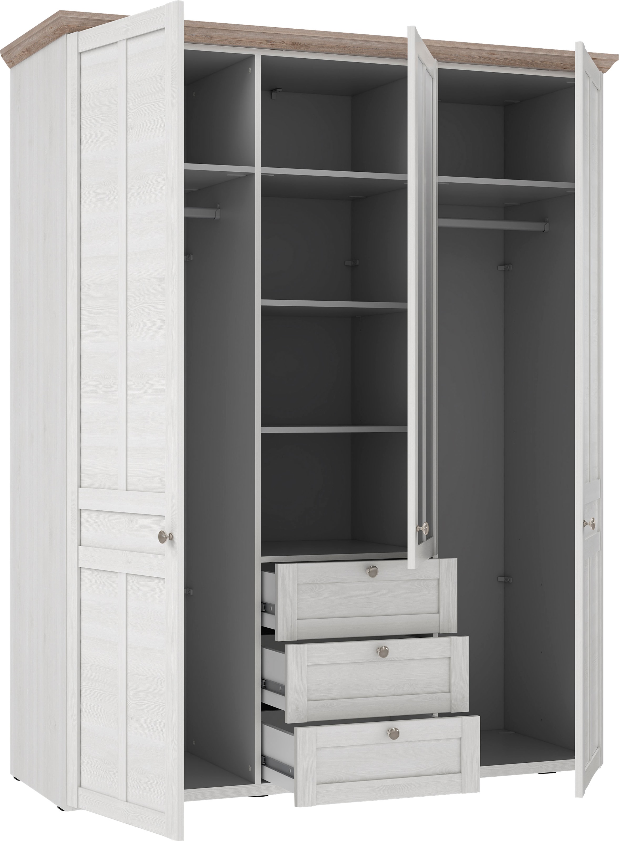 FORTE Kleiderschrank »Iloppa«, (Maße: B/H/T ca. 155x192,6x57,3 cm), im Landhausstil