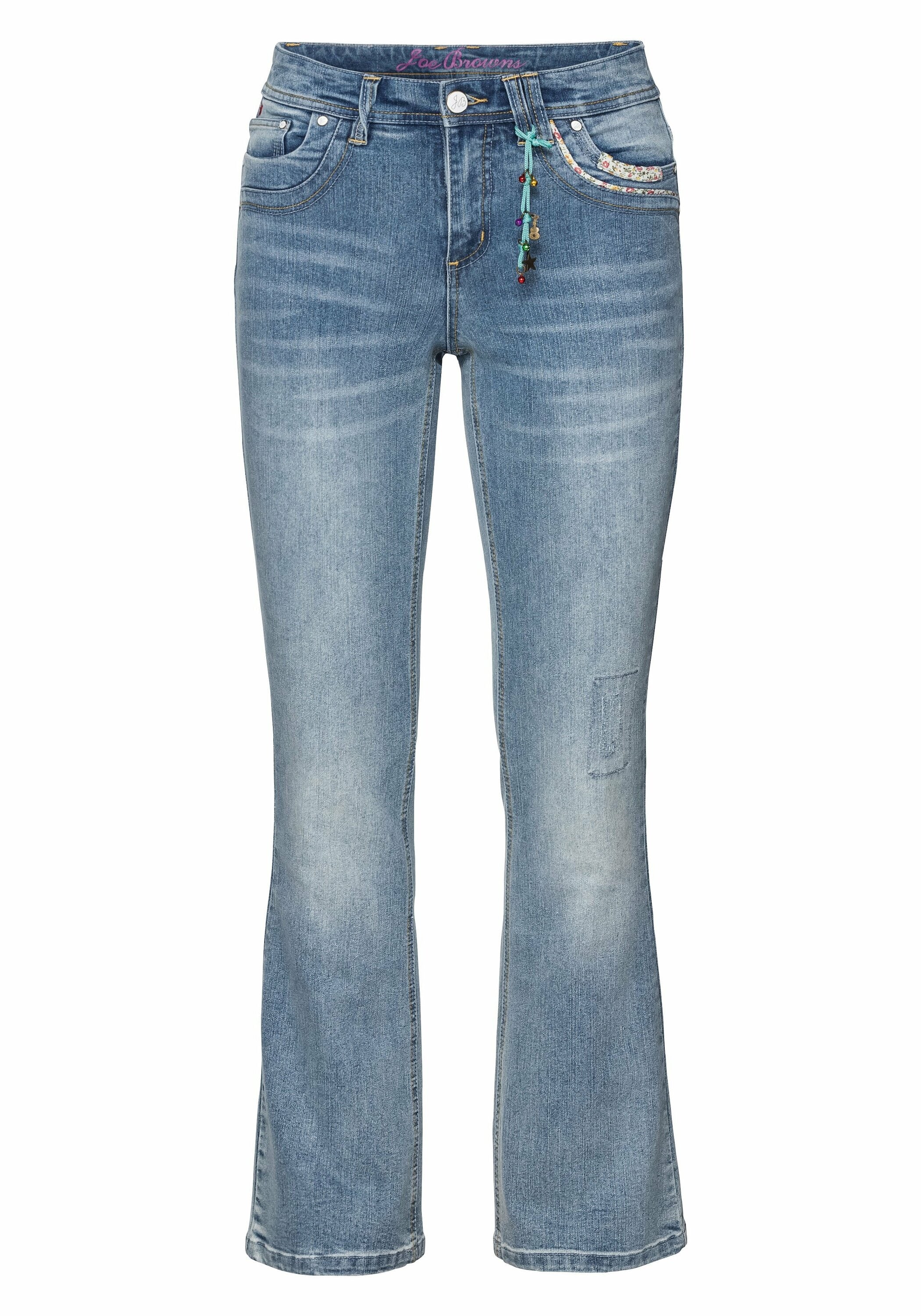 Sheego Bootcut-Jeans »Jeans mit Pailletten am Bund«, mit Pailletten am Bund