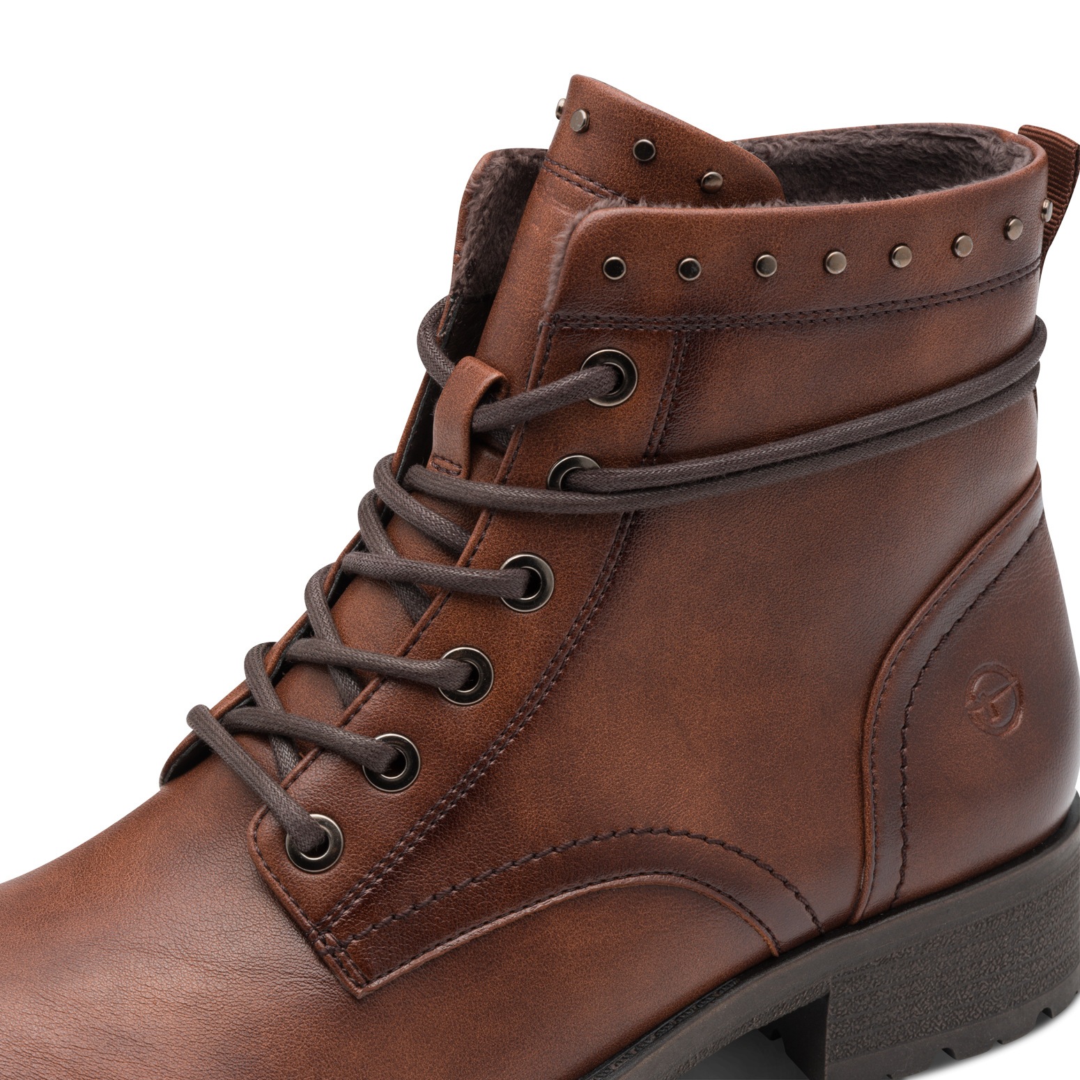 Tamaris Schnürstiefelette  , Blockabsatz, Schnürboots mit Nieten am Schaftrand besetzt