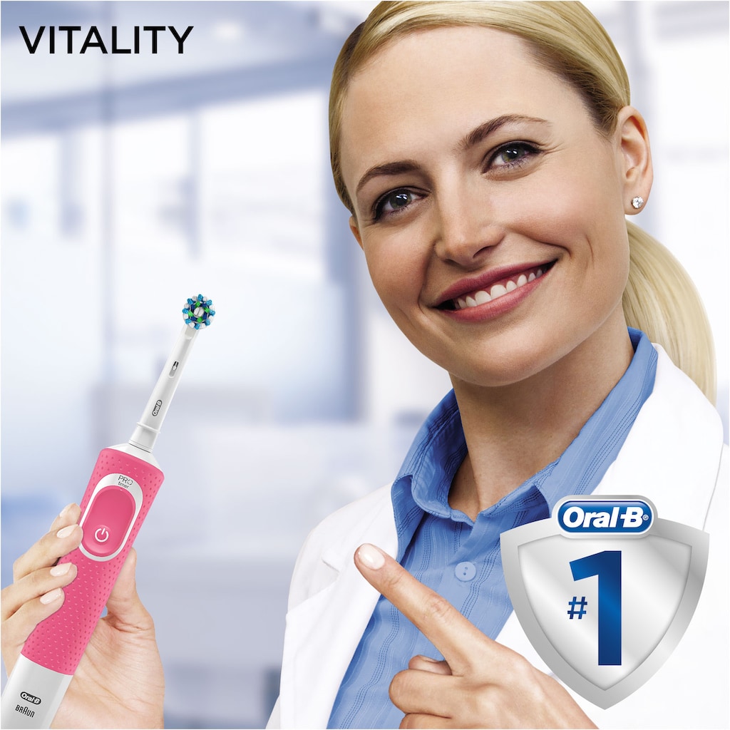 Oral B Elektrische Zahnbürste »Vitality 100 CrossAction Pink«, 1 St. Aufsteckbürsten