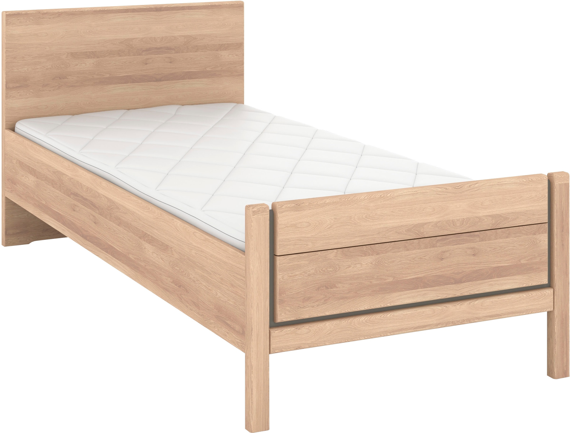 Musterring Holzbett »Sorrent, Bettgestell, Bettrahmen, teilmassiv Eiche«, (MADE IN GERMANY), Eiche teilmassiv, Liegehöhenverstellung, Stollenfußteil