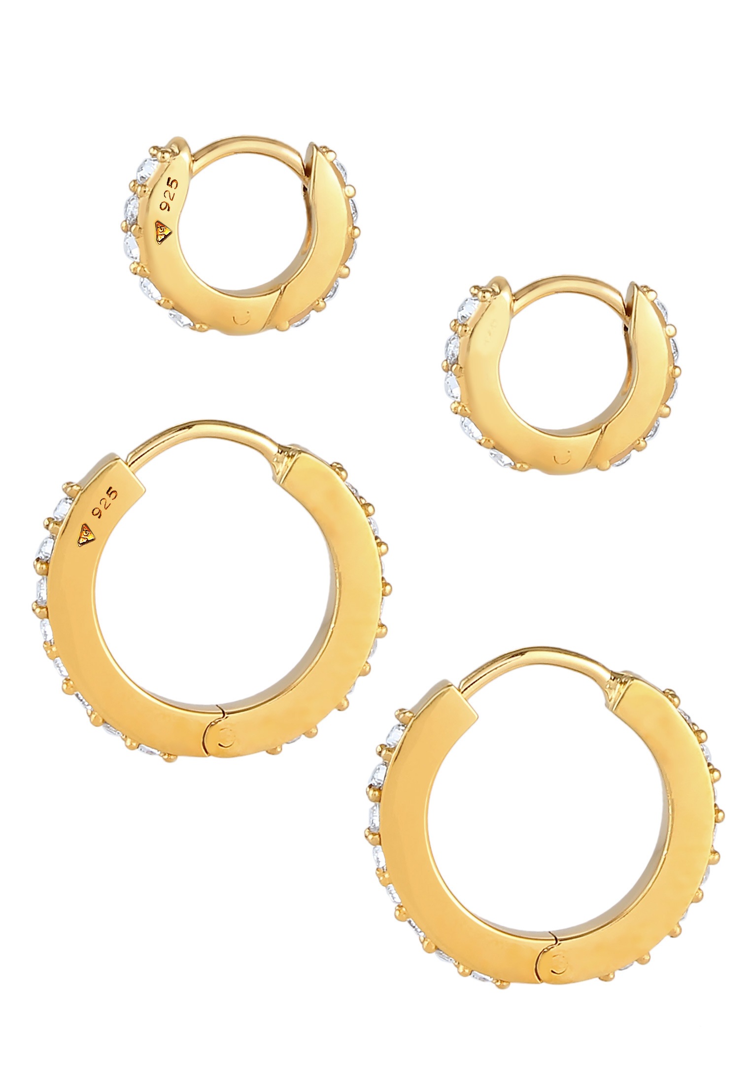 Elli Paar Creolen »Ohrringe Creolen Kristalle 2er Set 925 Silber«