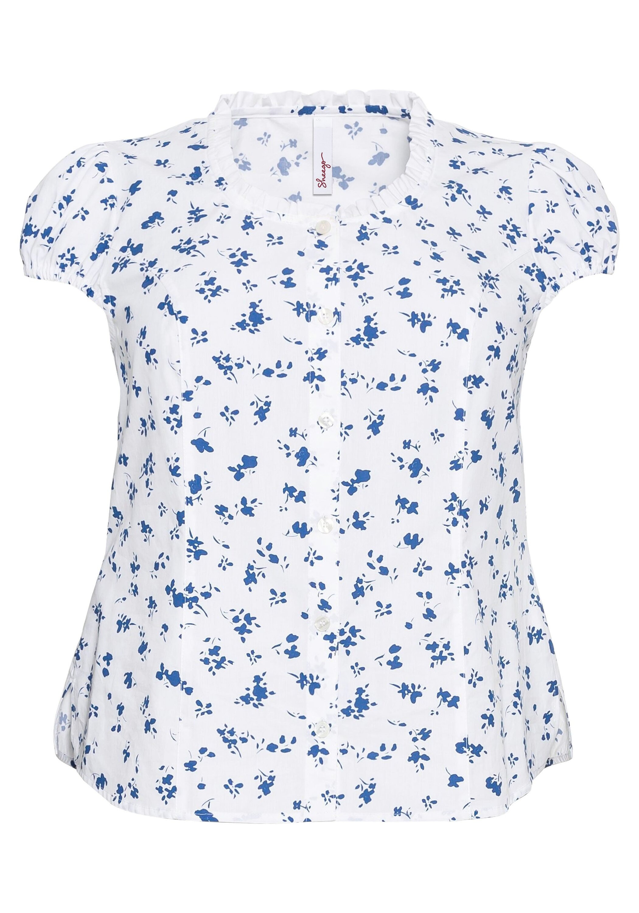 Sheego Trachtenbluse »Trachtenbluse mit schmaler Rüsche und Puffärmeln«