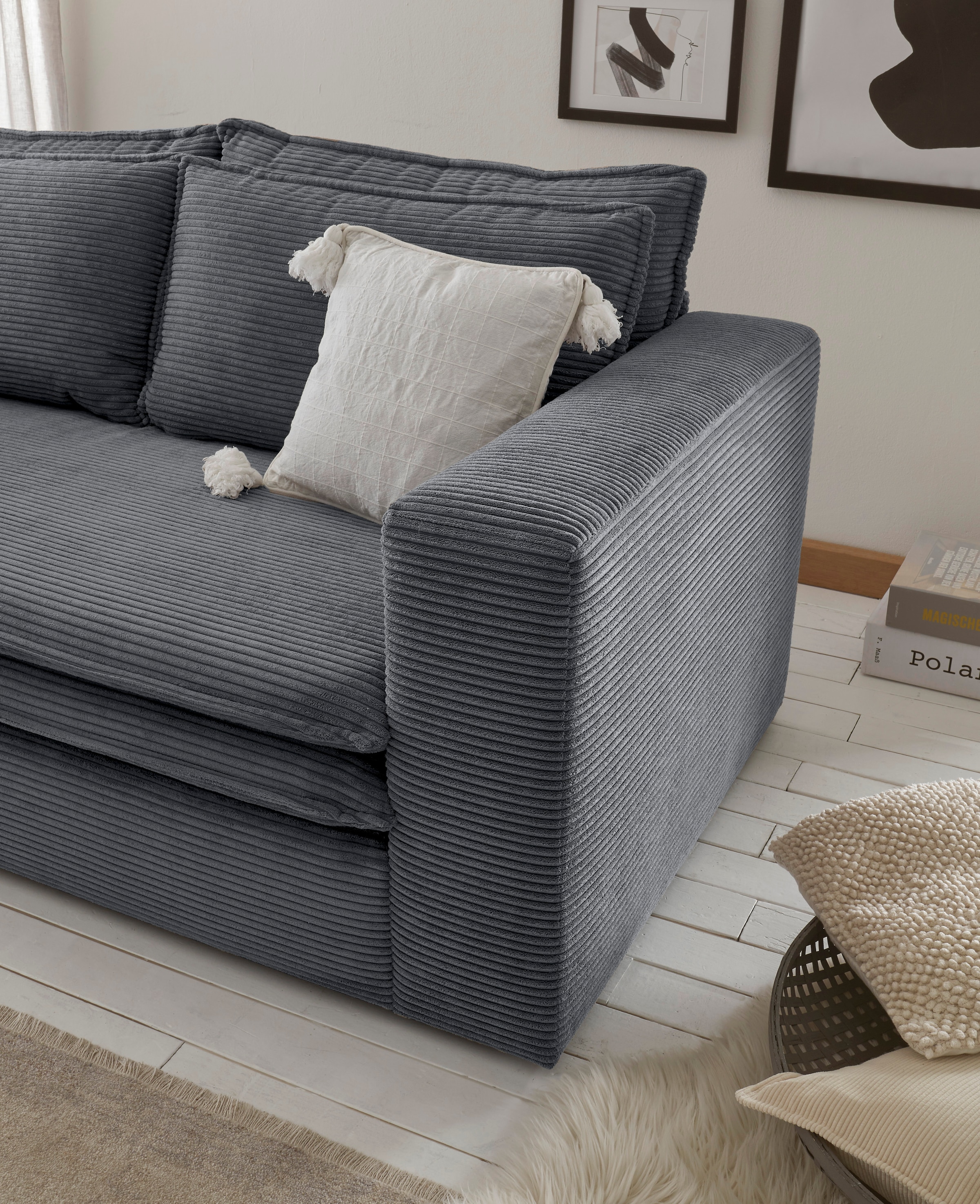 Places of Style Sitzgruppe »PIAGGE«, (2 tlg.), 2-Sitzer-Sofa und Hocker klein im Set
