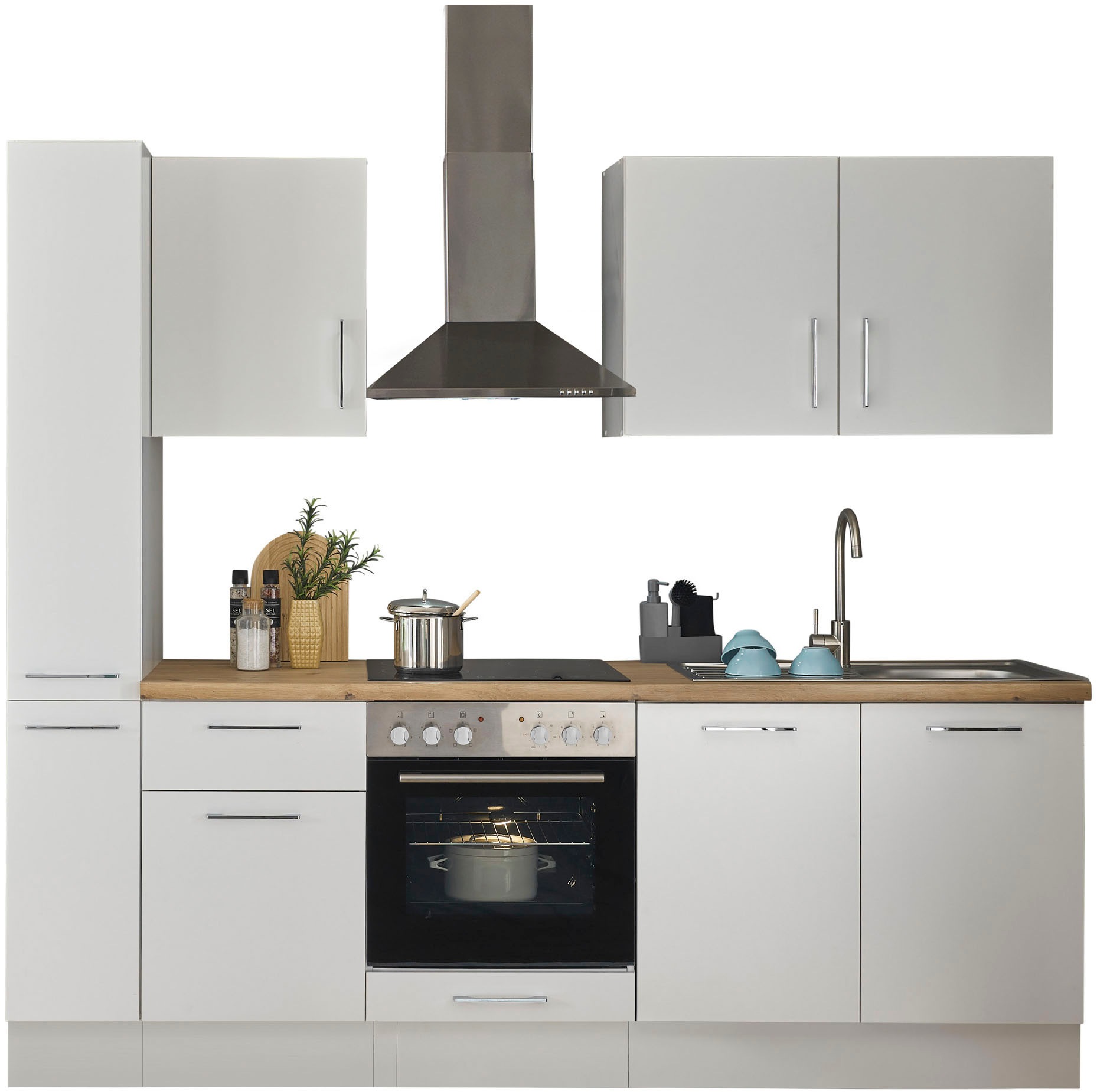 BASIC by Balculina Küchenzeile »Turin« Breite 240 cm, wahlweise mit E-Geräten