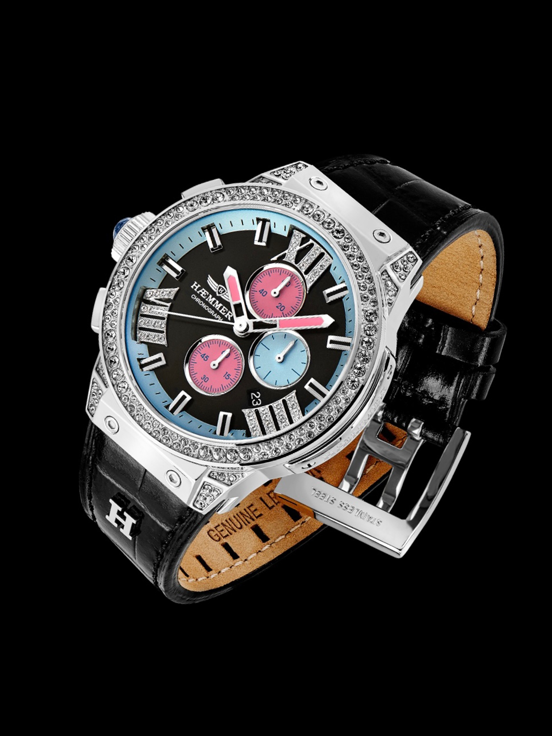 HAEMMER GERMANY Chronograph »EMINENT« Quarzuhr, Armbanduhr, Damenuhr, analog, Tag, Stoppfunktion