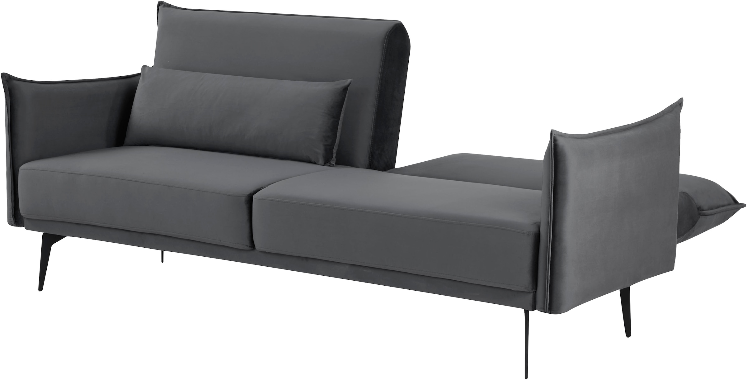 INOSIGN Schlafsofa »TULARE, 204 cm, klappbarer 3-Sitzer mit verstellbarer Rückenlehne,«, Schlaffunktion, Velvet-Samtvelours u. Webstoff