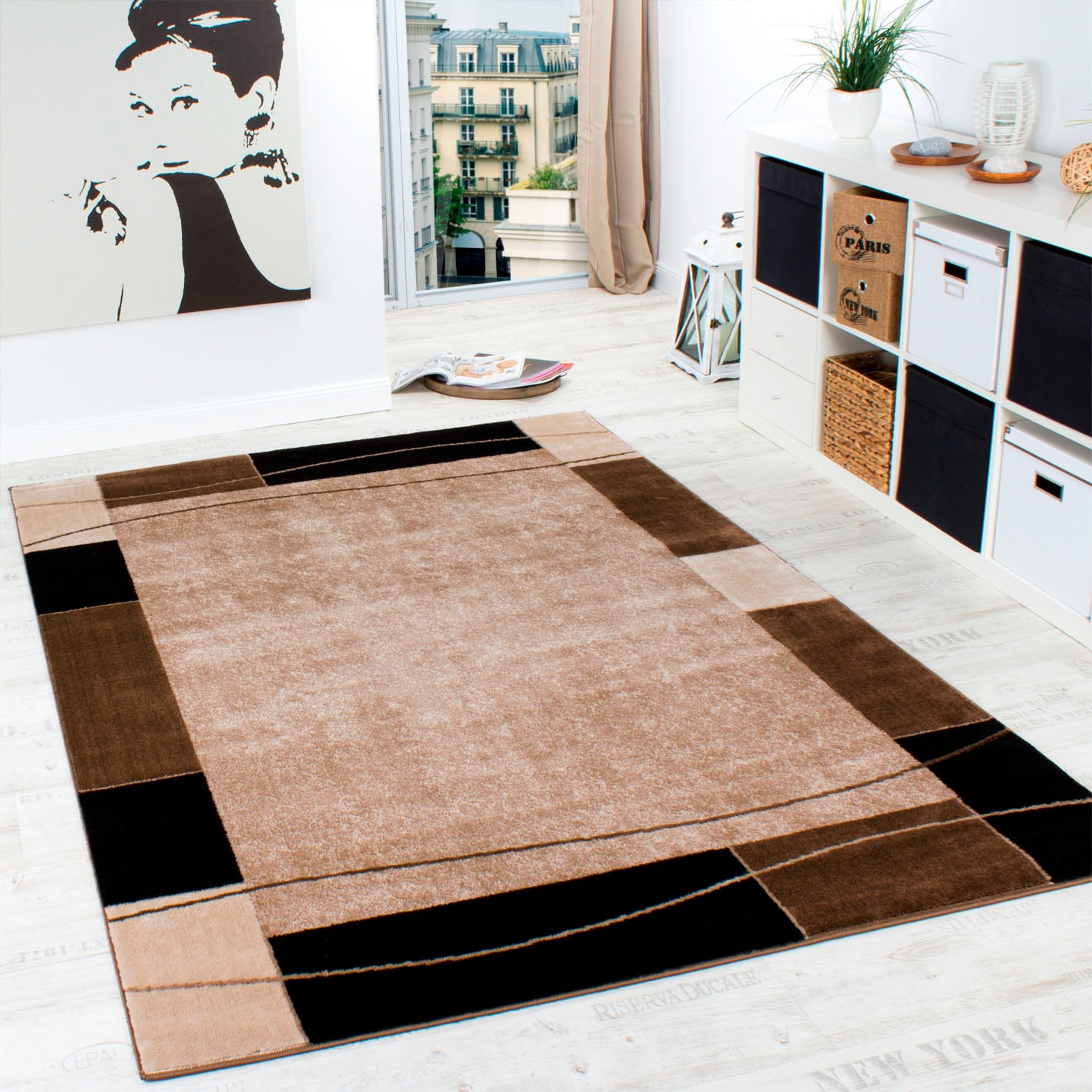 Paco Home & 054«, mit Kurzflor, Wohnzimmer Schlafzimmer im rechteckig, »Sinai Bordüre, ideal Teppich