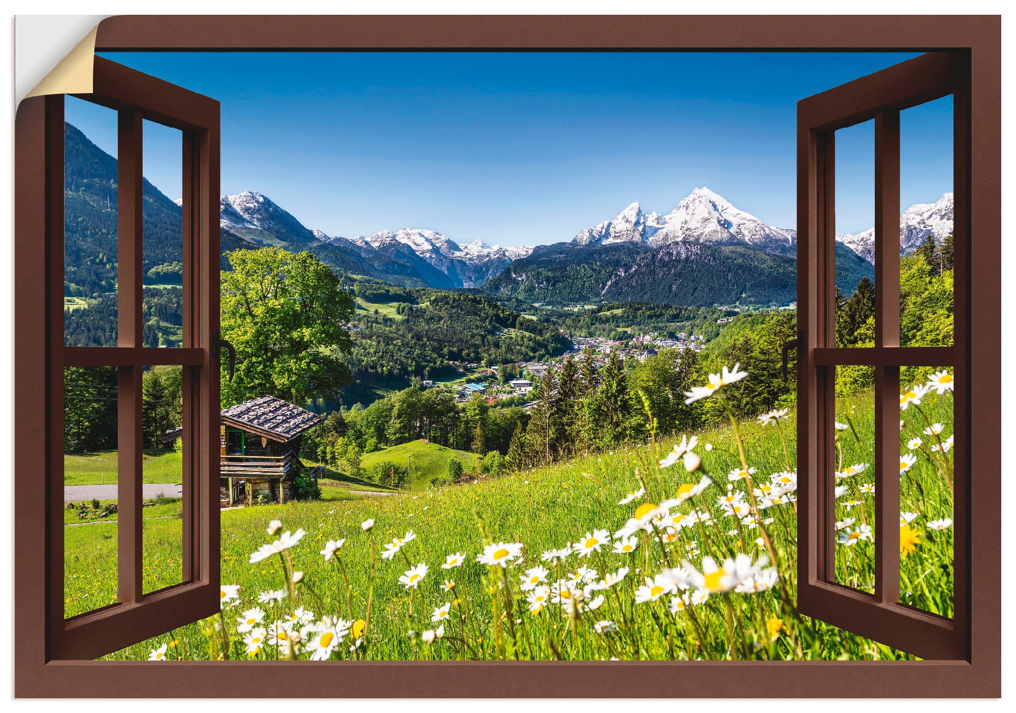 Artland Wandbild »Fensterblick Bayerischen Alpen«, Berge, (1 St.), als Alubild, Outdoorbild, Leinwandbild, Poster, Wandaufkleber