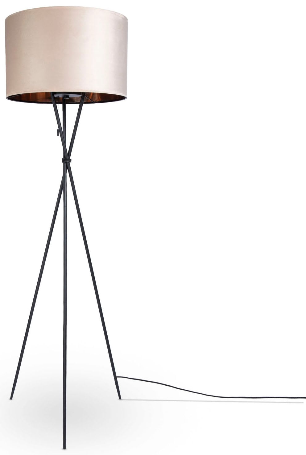 Paco Home Stehlampe »Kate Jahren E27 Standleuchte mit Höhe Velour | Wohnzimmer online Dreibein Filigran XXL Garantie uni Color«, kaufen 3 177,5cm