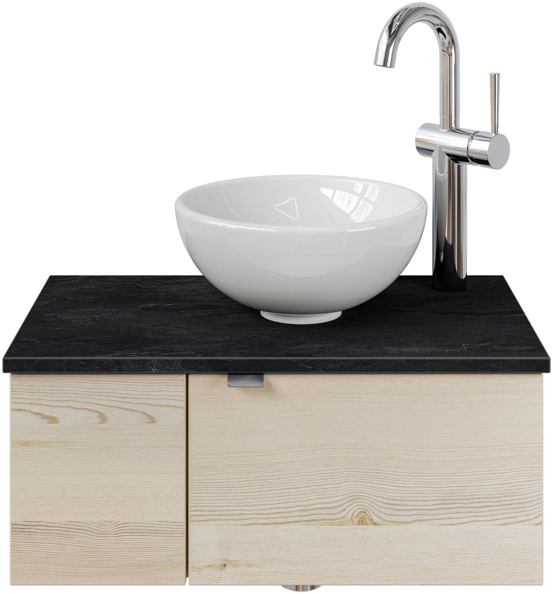 Saphir Waschtisch »Serie 6915 Waschschale mit Unterschrank für Gästebad, Gäste WC«, 61 cm mit Keramik-Aufsatzbecken, 2 Türen und 1 Fach