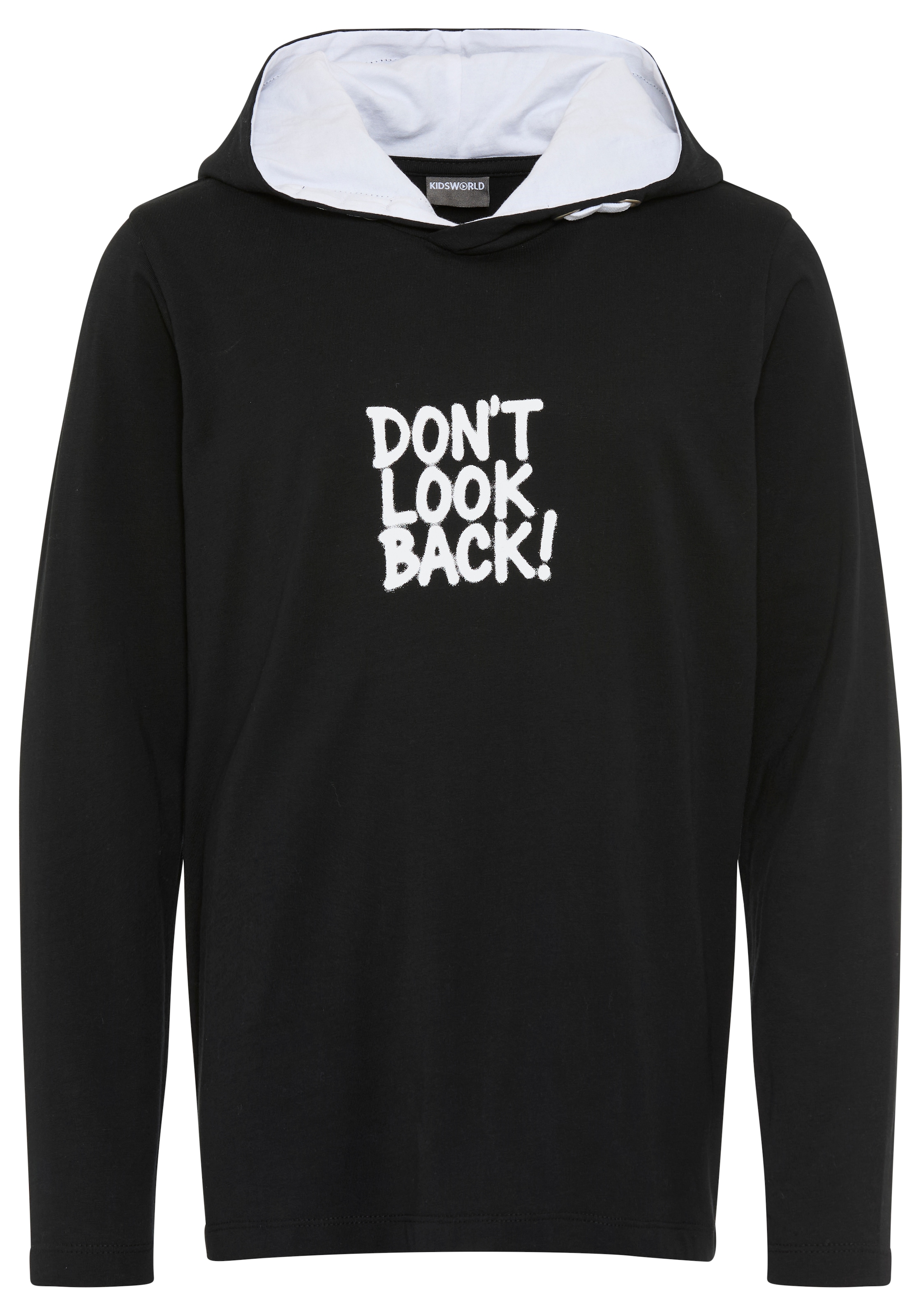 KIDSWORLD Kapuzenshirt »Kapuzenshirt mit Spruch: DON'T LOOK BACK« Langarm, bedruckt, aus Baumwolle und Polyester