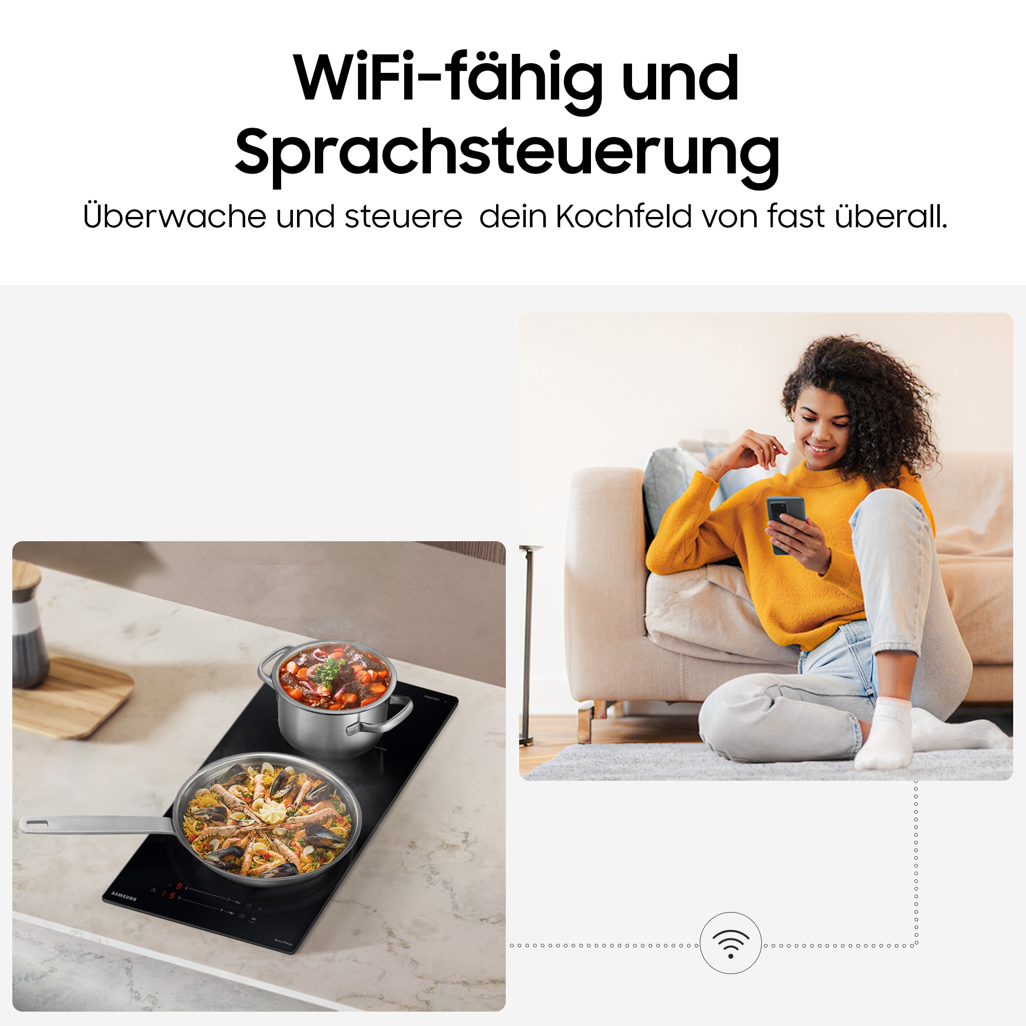 Samsung Flex-Induktions-Kochfeld »NZ85C6058HK/U1« Mehr Flexibilität und viel Platz deine Pfannen & Töpfe. Mit WiFi