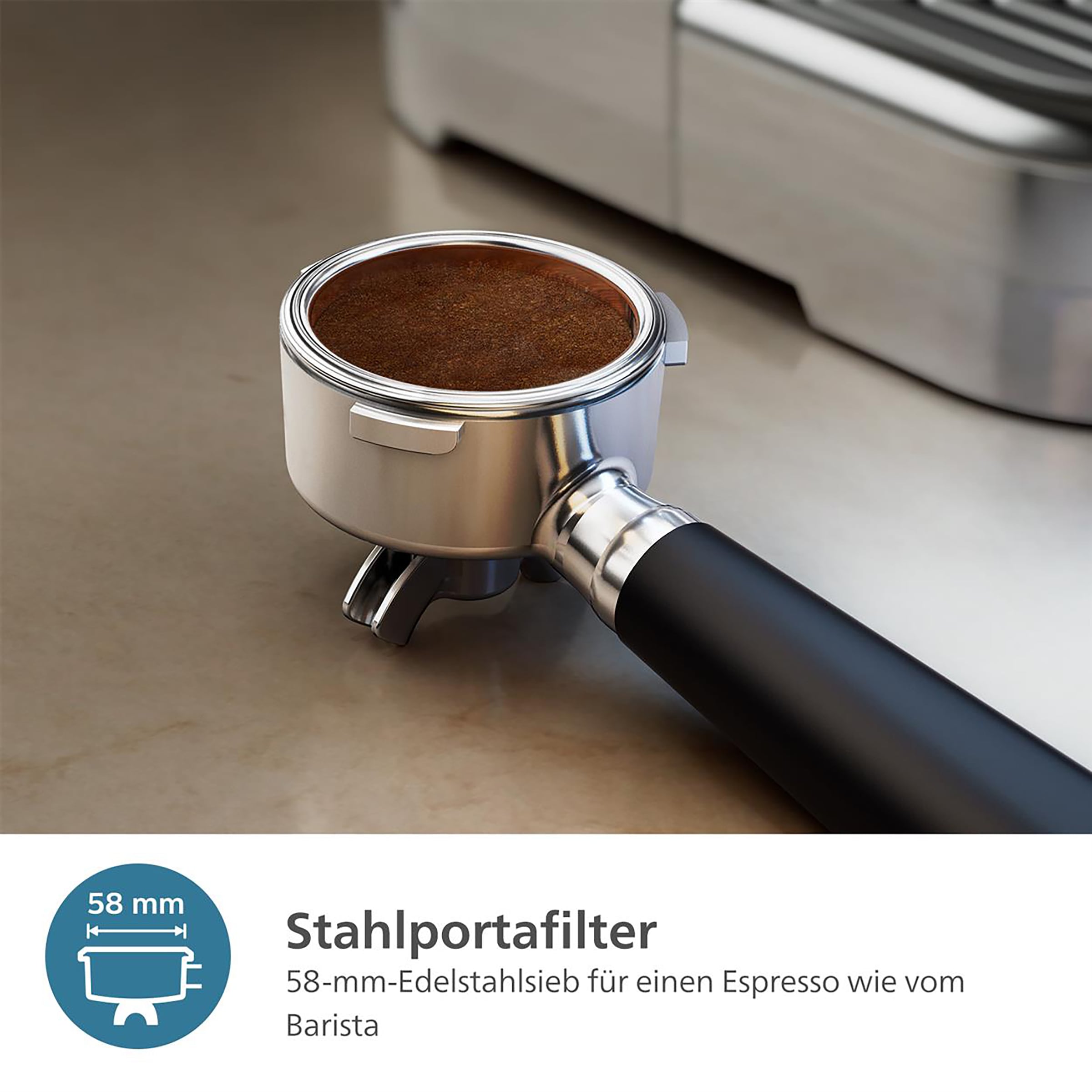 Philips Espressomaschine »PSA3218/01 Barista Brew, halbautomatisch, mit 250-g-Bohnenbehälter«, Korbfilter, Siebträger und Milchkanne aus Edelstahl, Silber