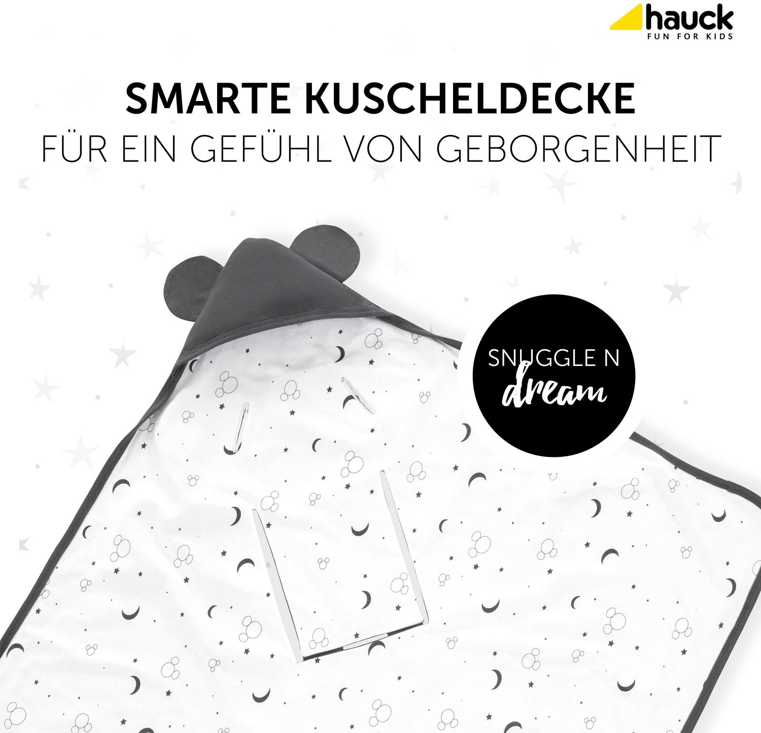 Hauck Babydecke »Baby Einschlagdecke, Snuggle N Dream Mickey Mouse Anthracite«, mit Kapuze