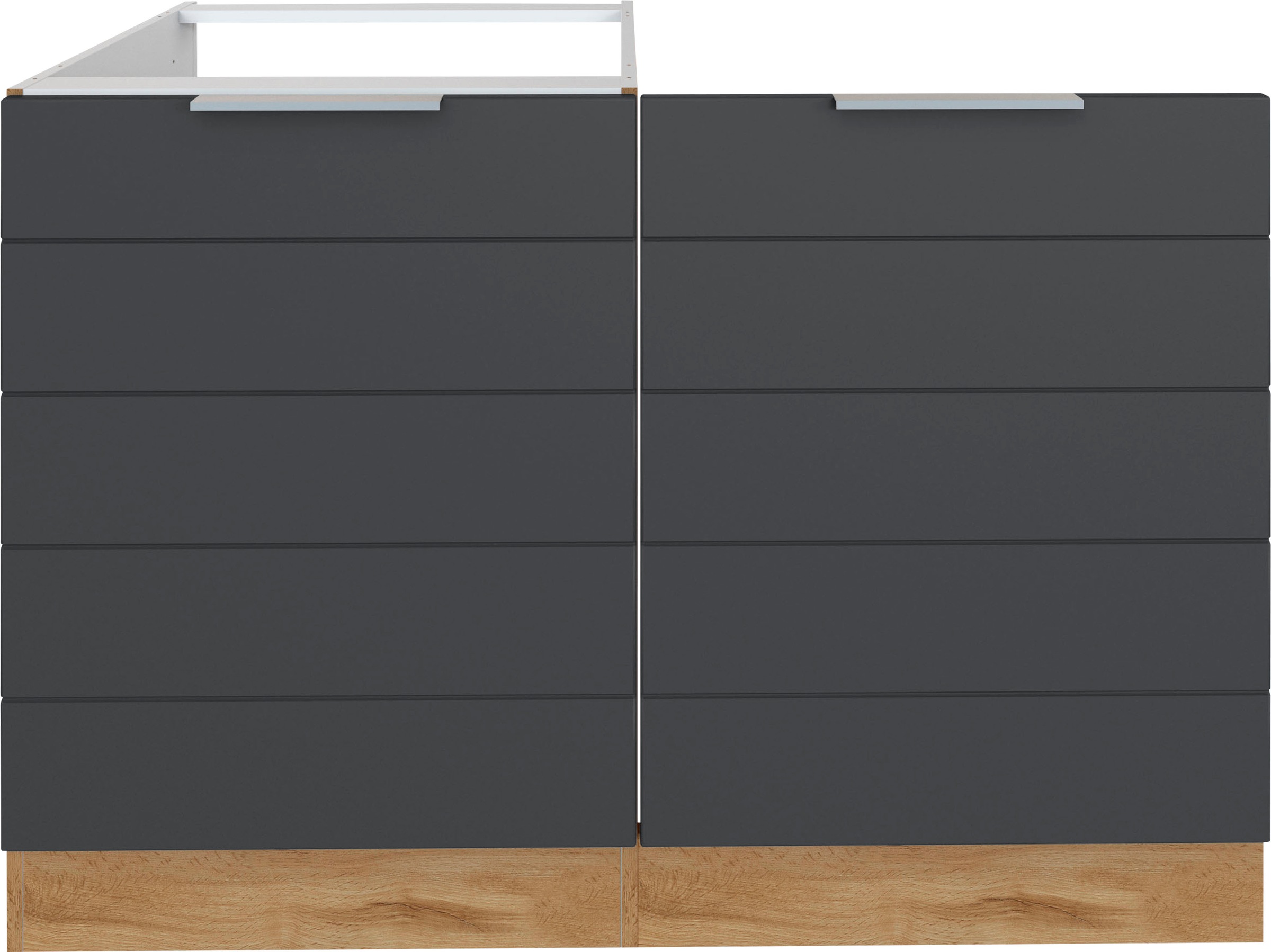 KOCHSTATION Spülenschrank »KS-Luhe« 120 cm breit, hochwertige MDF-Fronten mit waagerechter Lisene