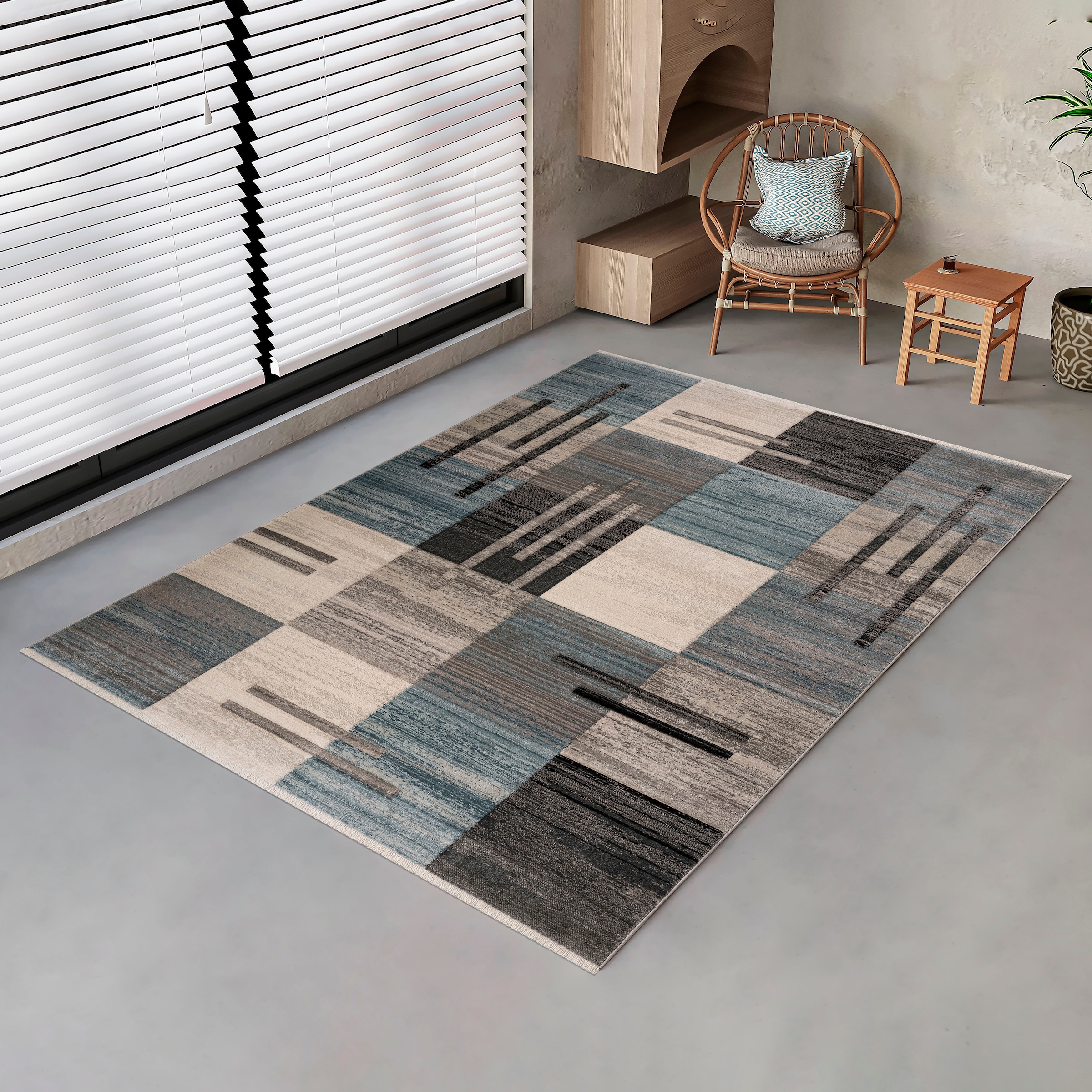 my home Teppich »Beliz«, rechteckig, Konturenschnitt, Wohnzimmer 3D-Design, Kurzflor, mit