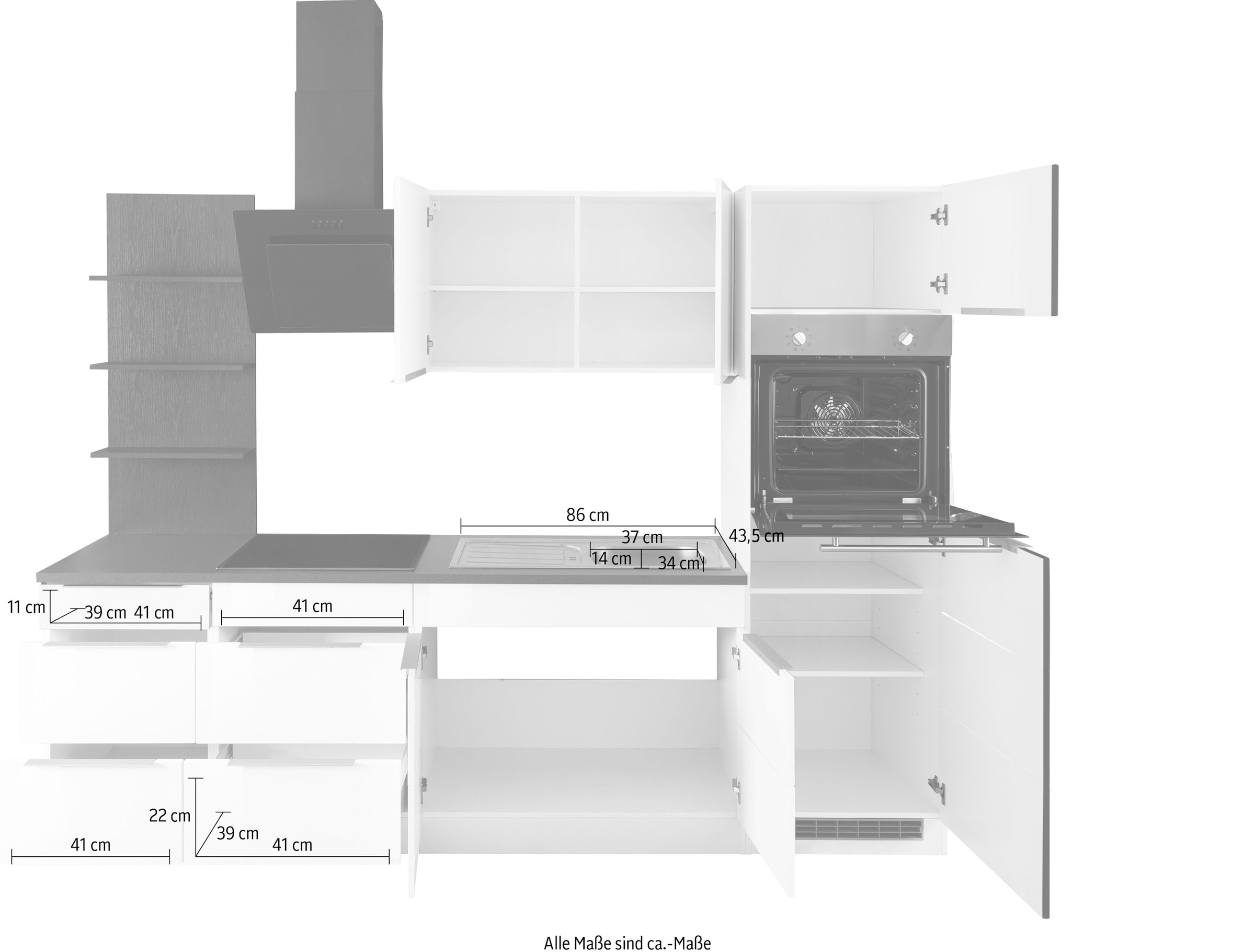 HELD MÖBEL Küchenzeile »Brindisi«, ohne Geräte, Breite 270 cm auf Rechnung  bestellen