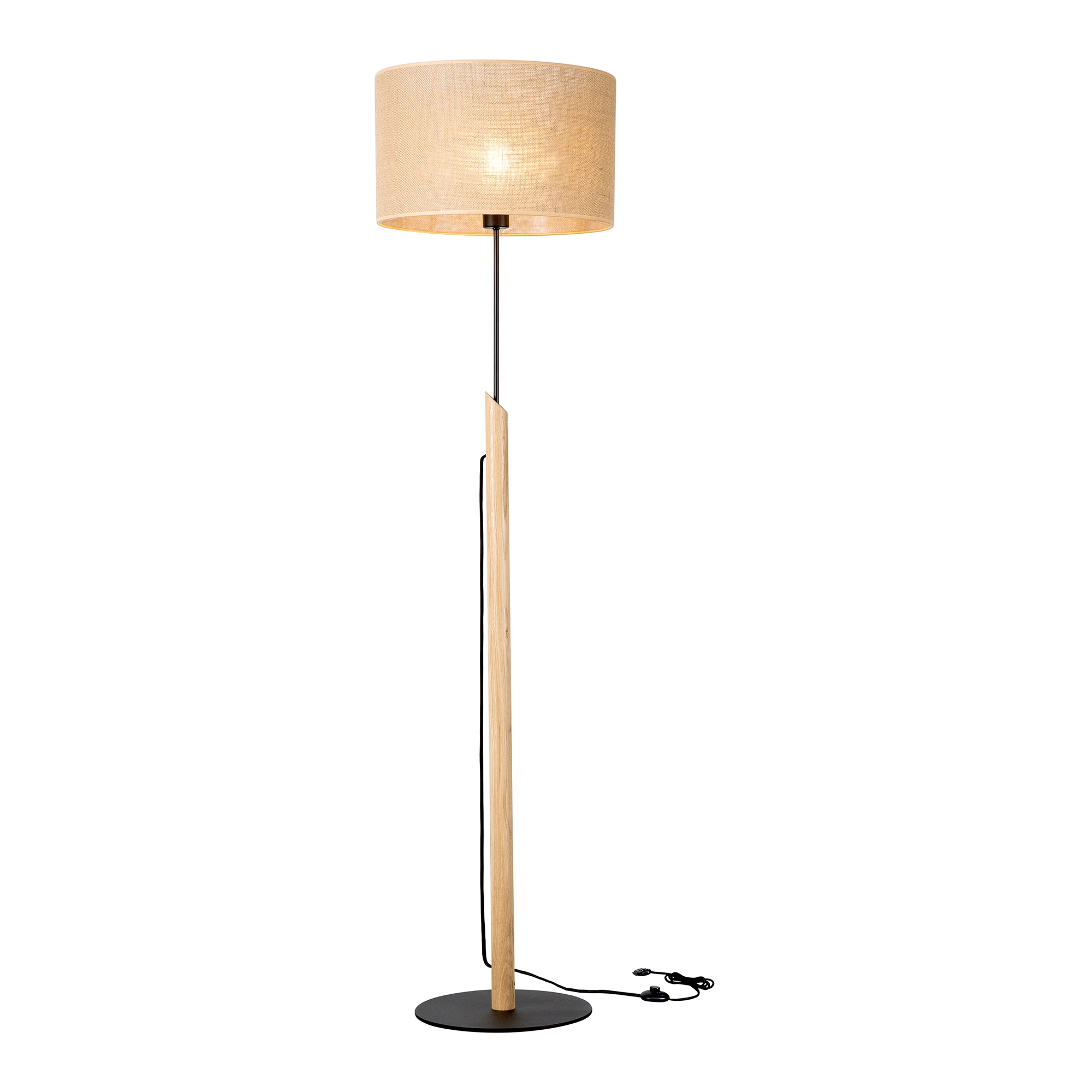 BRITOP LIGHTING Stehlampe »COLETTE«, 1 Stoffschirm kaufen mit Textilkabel UNIVERSAL | flammig-flammig, edlem und Eichenholz Metall, und Aus