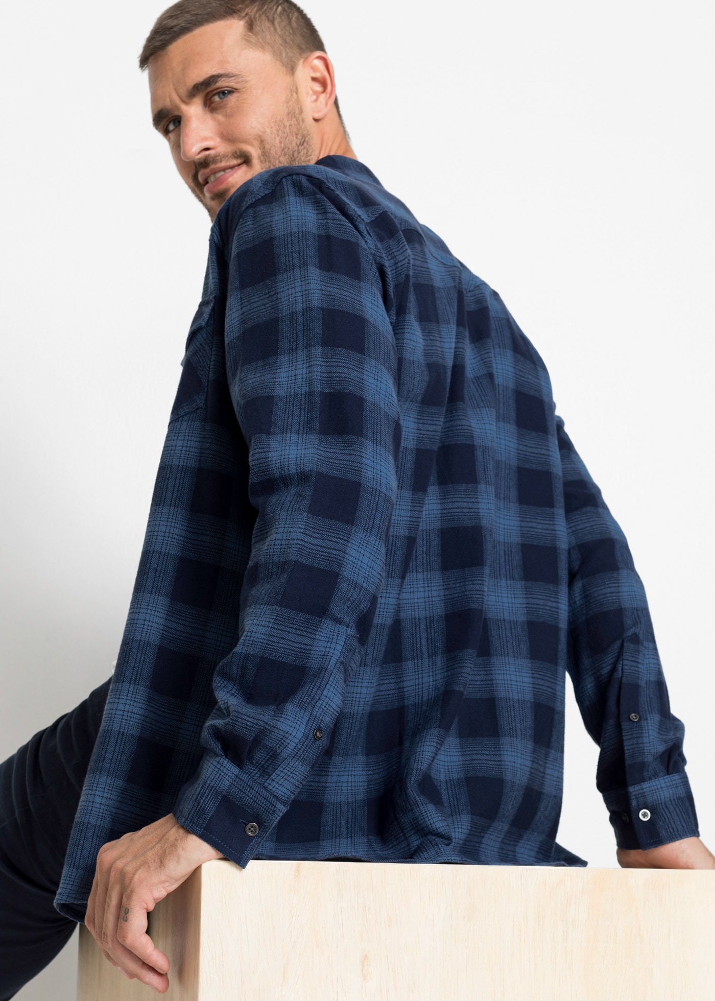 bonprix Flanellhemd aus Baumwoll-Flanell, mit Karo-Muster
