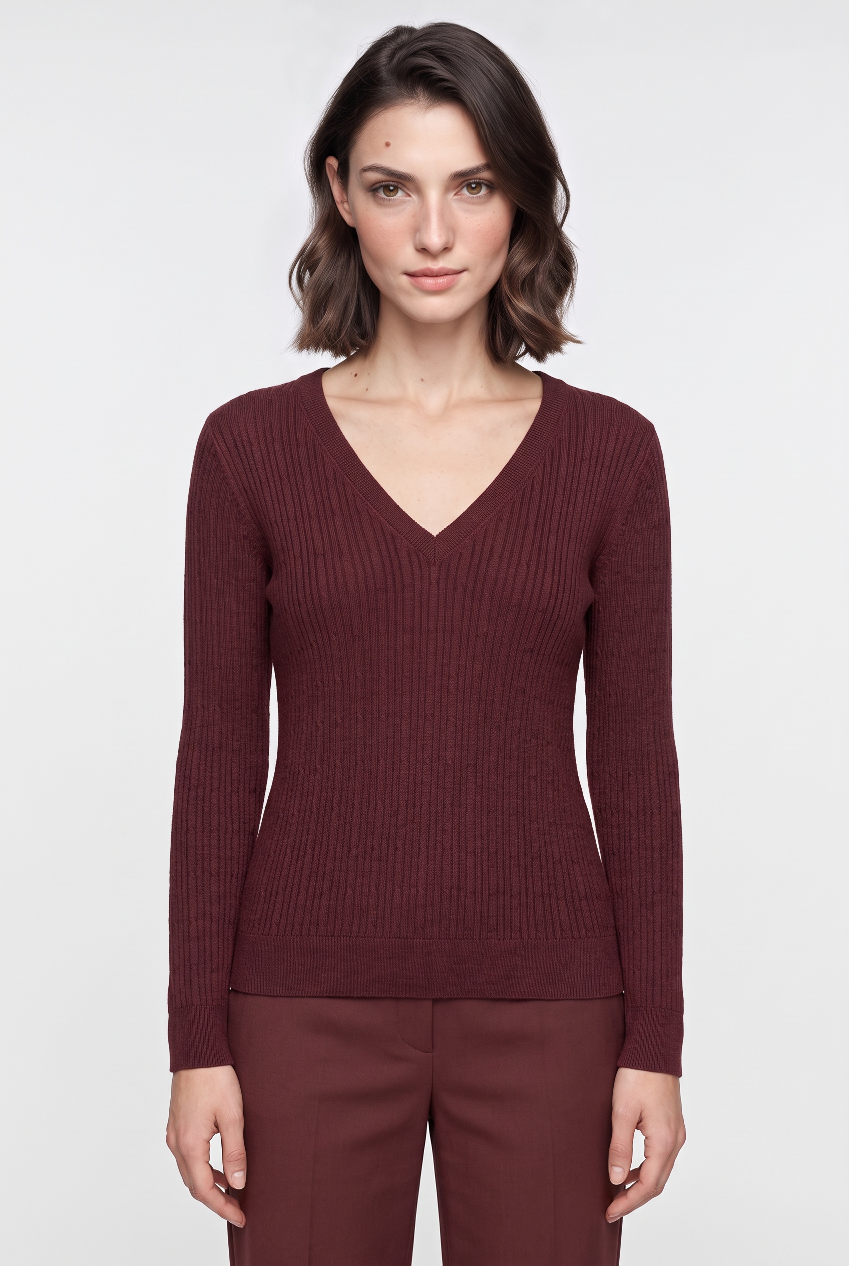Gant V-Ausschnitt-Pullover »MINI CABLE V-NECK« mit Kaschmiranteil