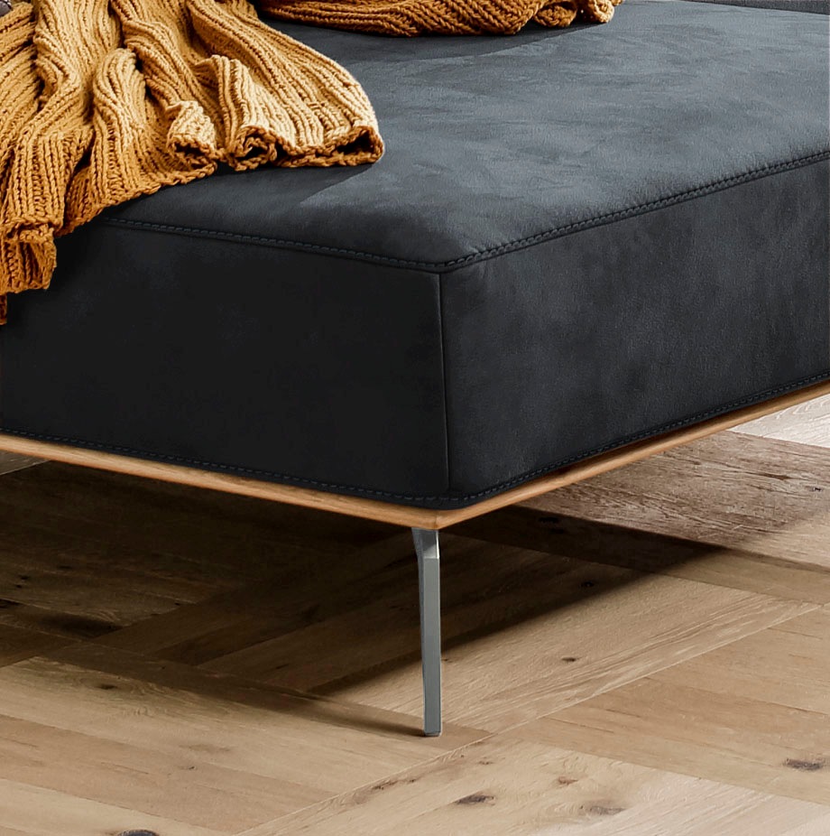 W.SCHILLIG Ecksofa »run, Designsofa mit tollem Sitzkomfort, bequem, L-Form«, mit elegantem Holzsockel, Füße in Silber matt, Breite 319 cm