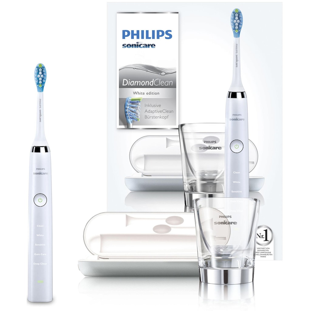 Philips Sonicare Schallzahnbürste »HX9339/89 Diamond Clean Neue Generation«, 1 St. Aufsteckbürsten, inkl. USB-Reise-Ladeetui & Ladeglas