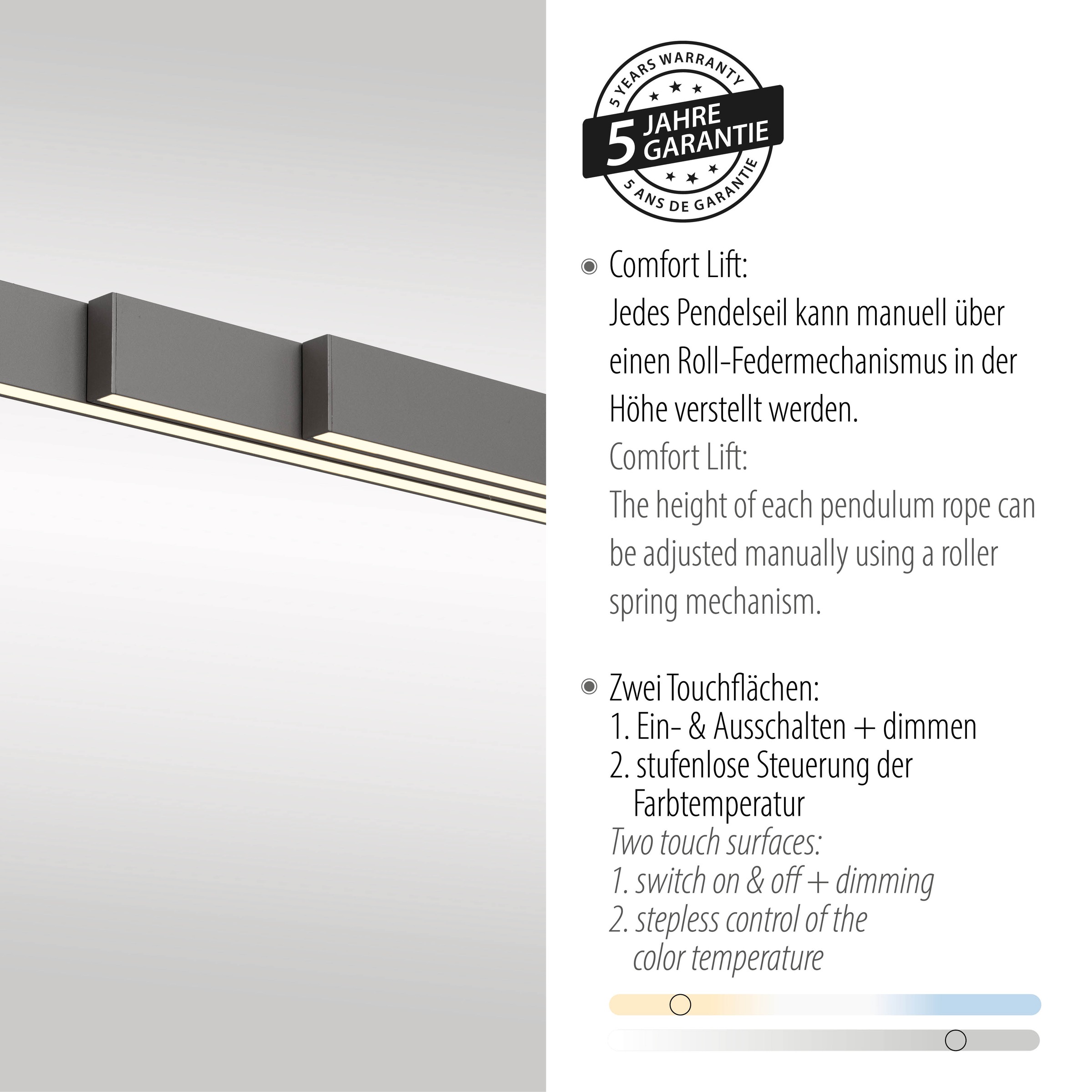 Paul Neuhaus LED Pendelleuchte »ADRIANA Comfort Lift« LED-Board 1 Stk. warmweiß - kaltweiß Touchdimmer, CCT 2700-5000K, Comfort-Lift, Memory, Verstellbar