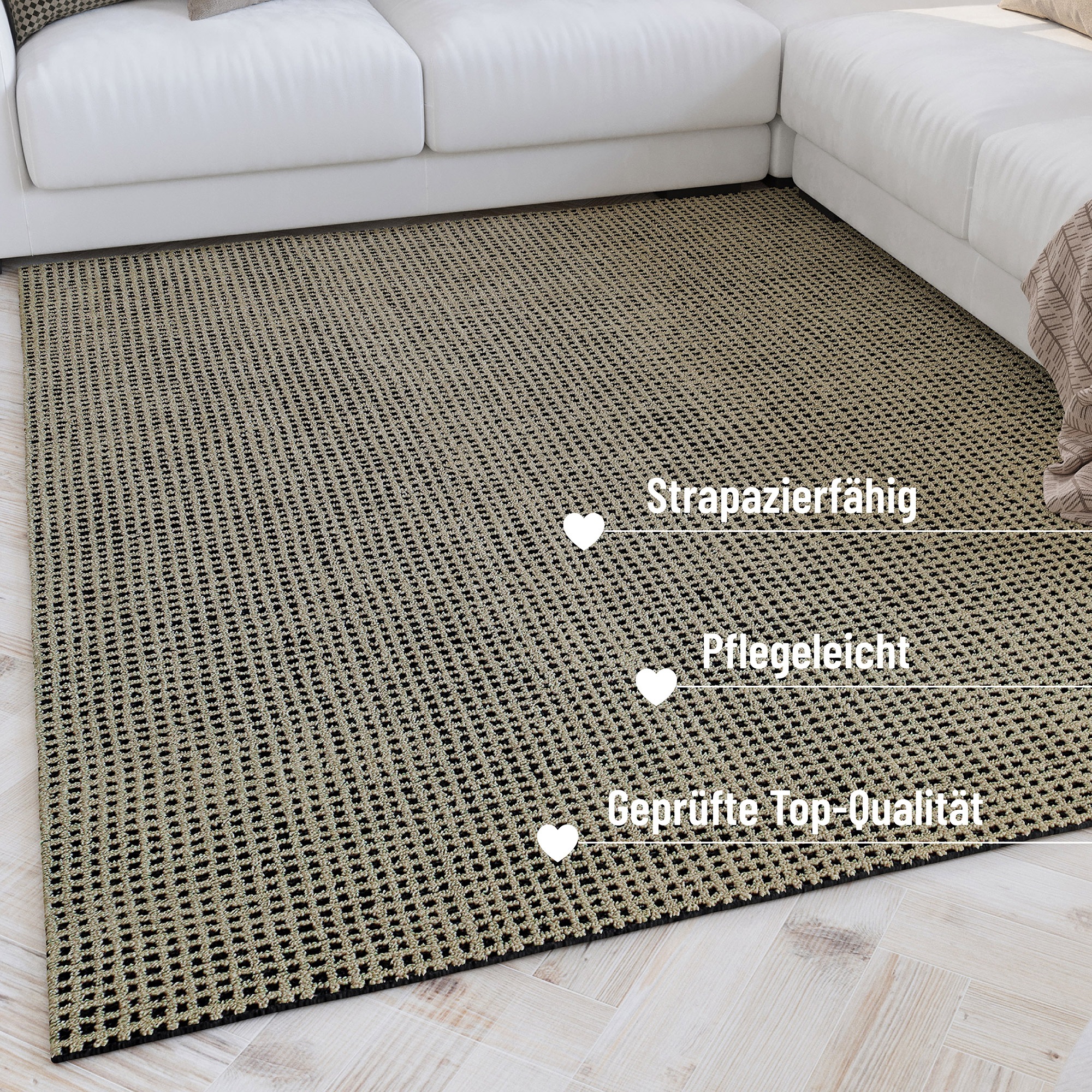 Wecon home Teppich »Hamptons TWENTYNINE«, rechteckig, 10 mm Höhe, Läufer, Kurzflor, Wohnzimmer, Schlafzimmer, elegant, robust, Karo
