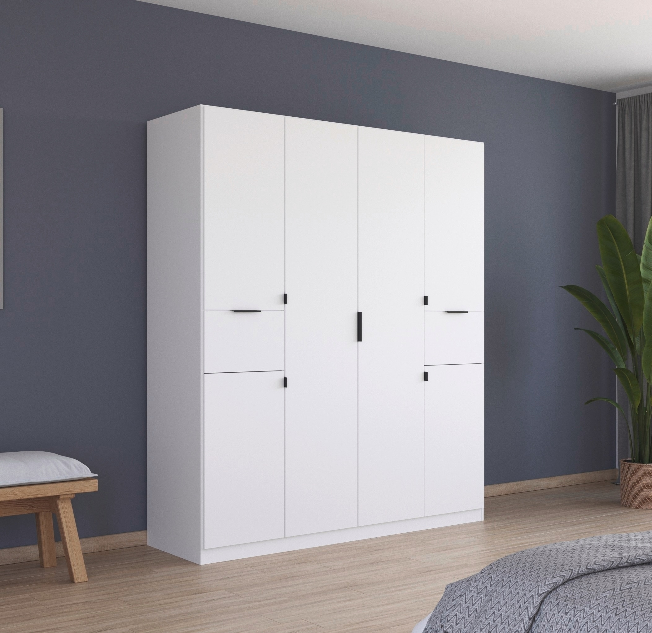 rauch Drehtürenschrank "Kleiderschrank Schrank Garderobe Wäscheschrank TICAO" Schubladen in der Höhe variabel positionierbar, mit 2 geräumigen Schubladen, viel Stauraum MADE IN GERMANY